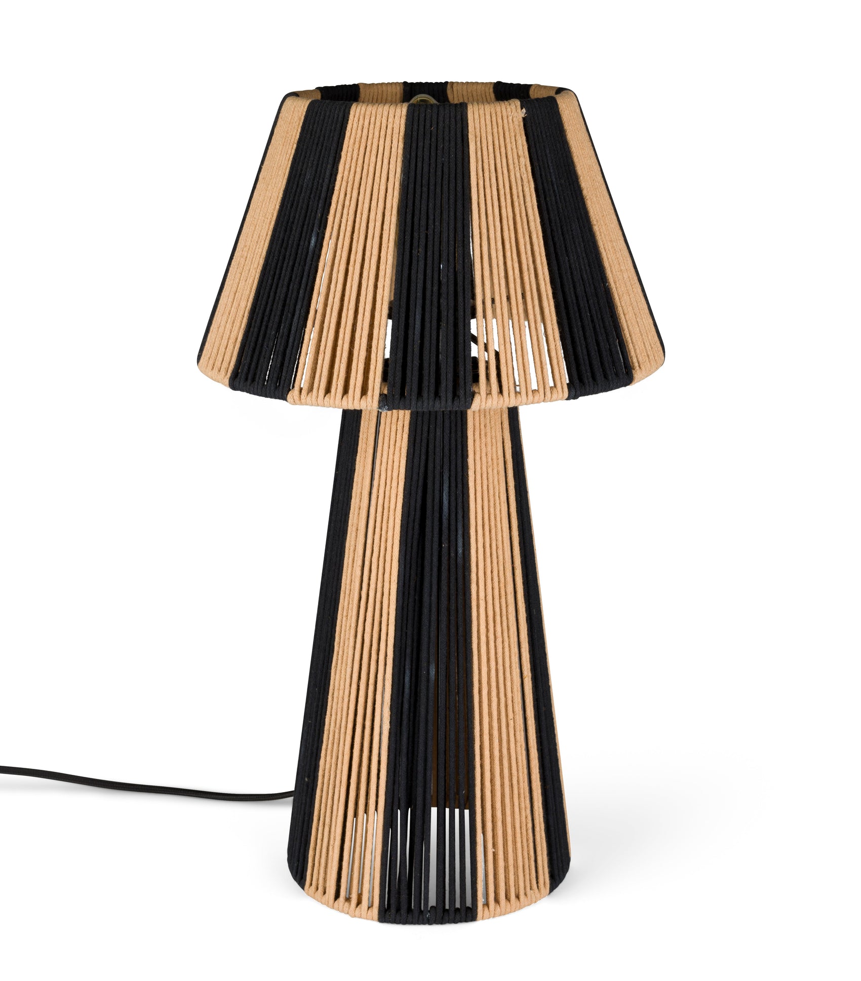 Bold Monkey Stripe It Up Black & Natural Rope Table Lamp