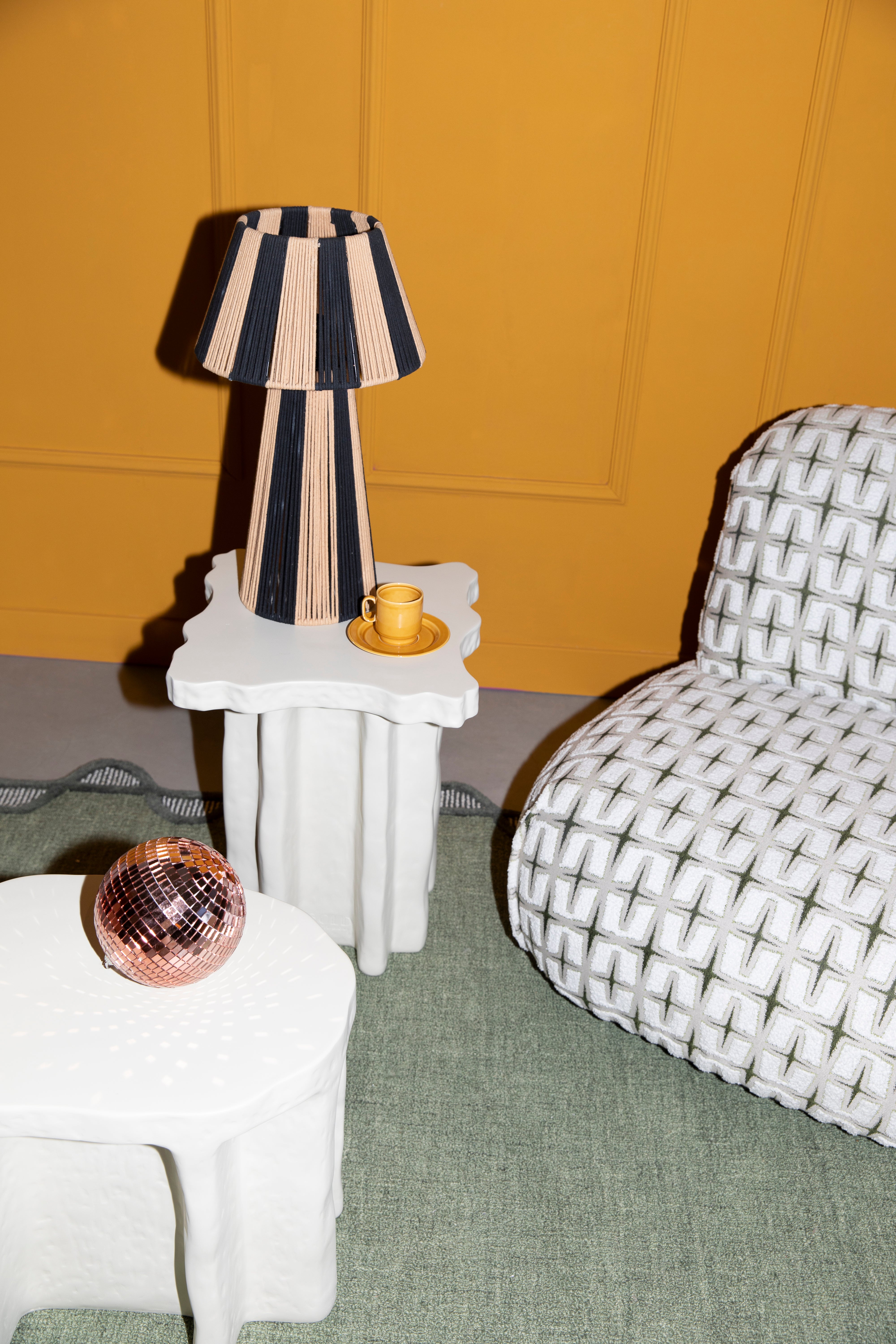 Bold Monkey Stripe It Up Black & Natural Rope Table Lamp