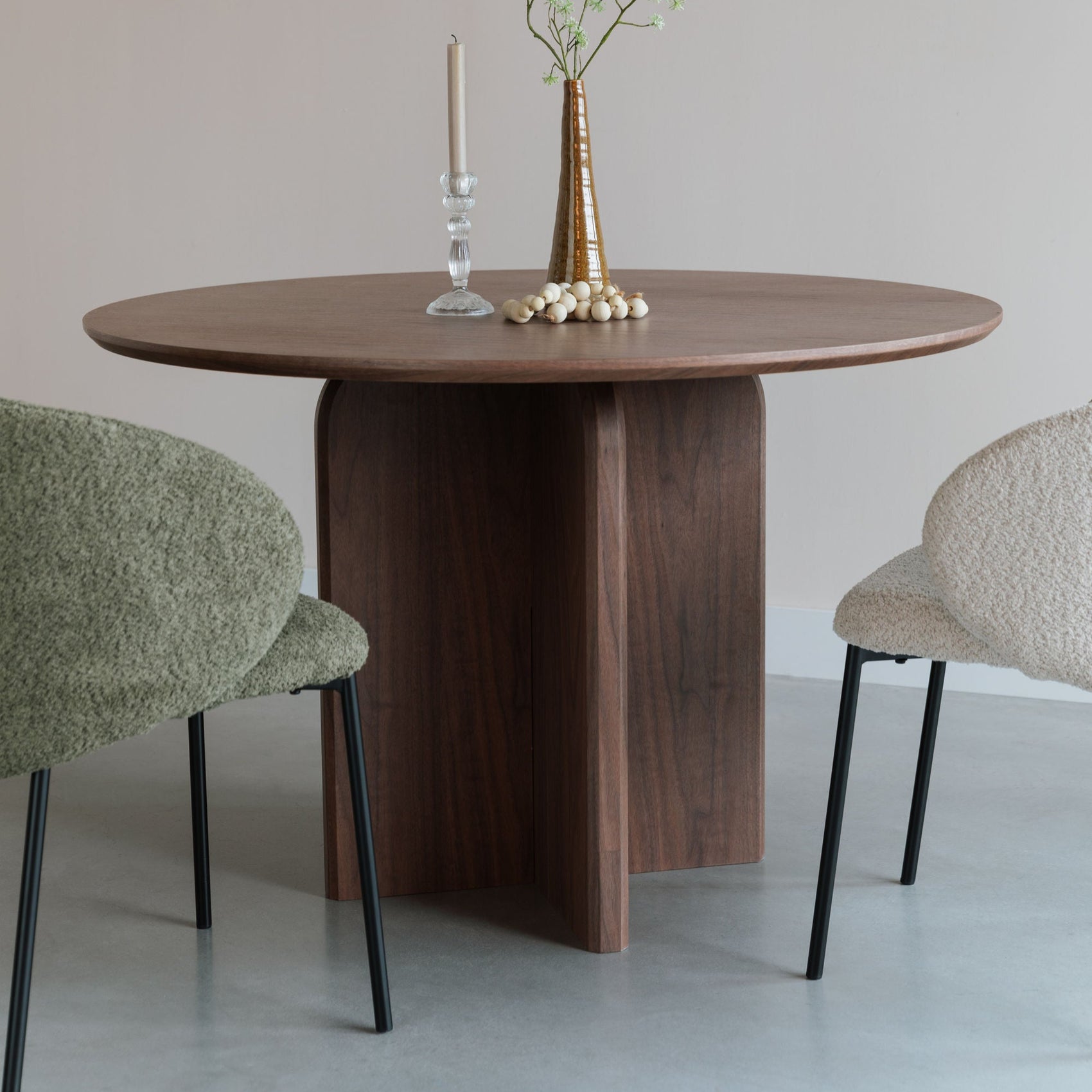 Laurent Walnut Brown Wood Round Dining Table