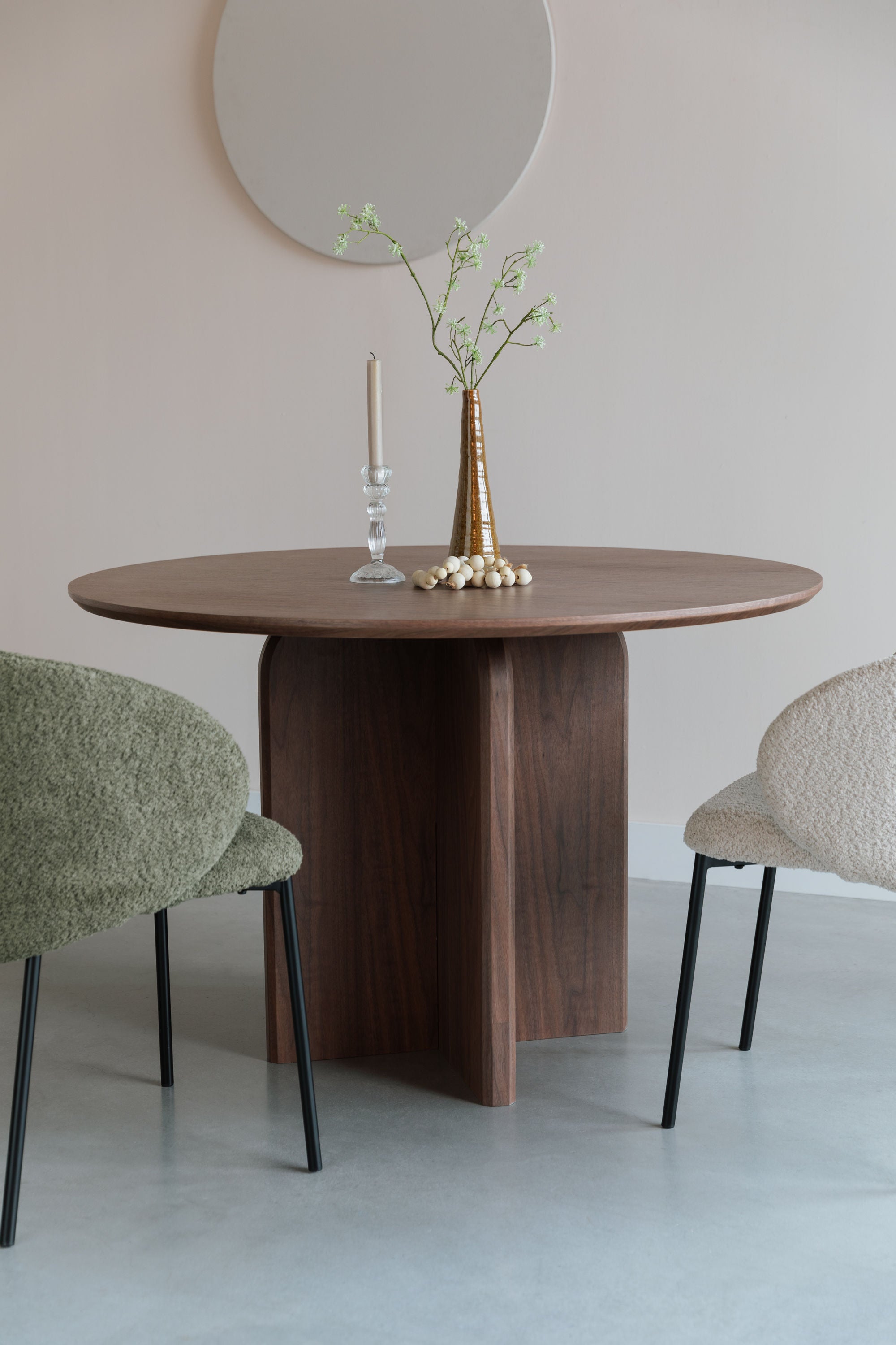 Laurent Walnut Brown Wood Round Dining Table
