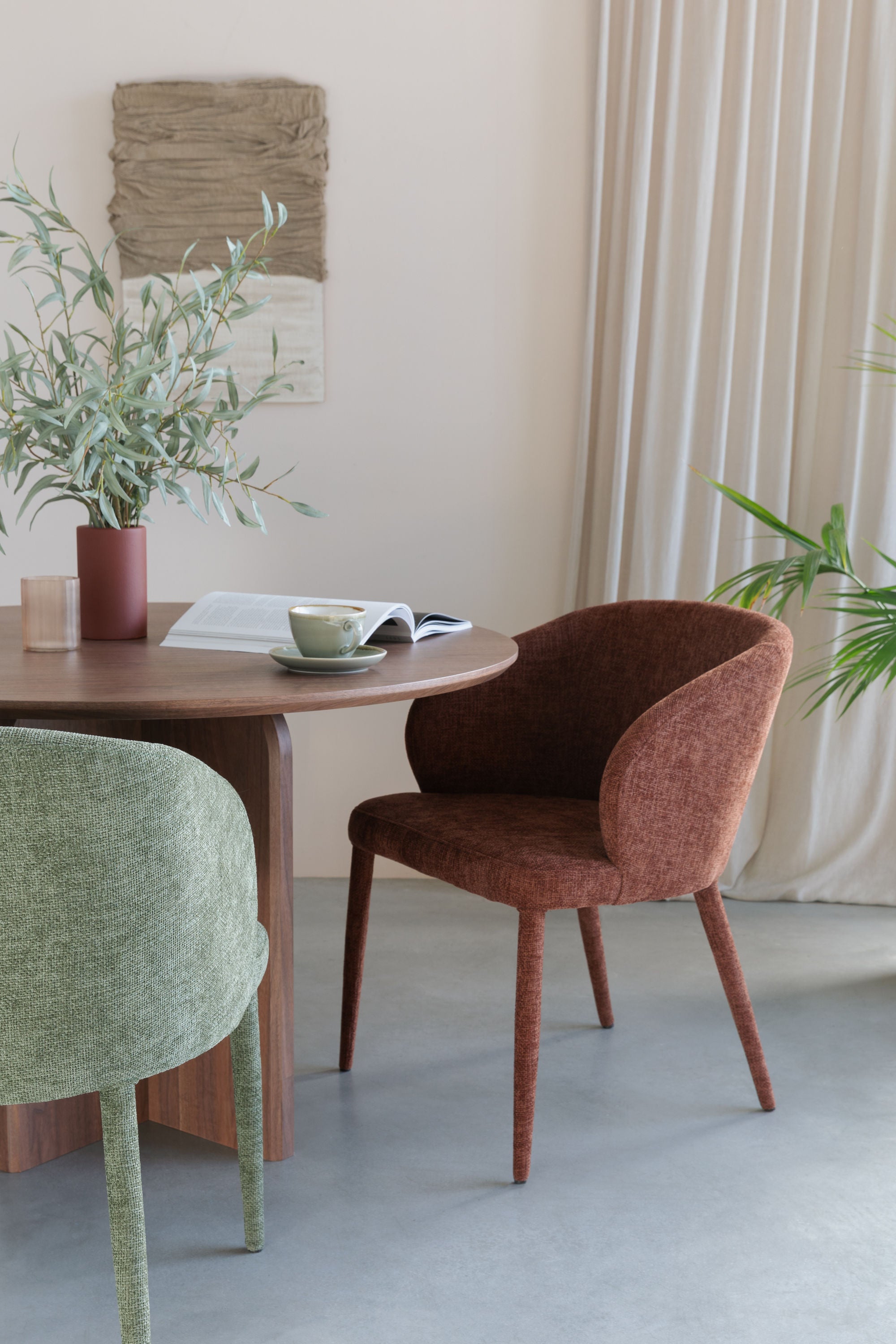 Laurent Walnut Brown Wood Round Dining Table