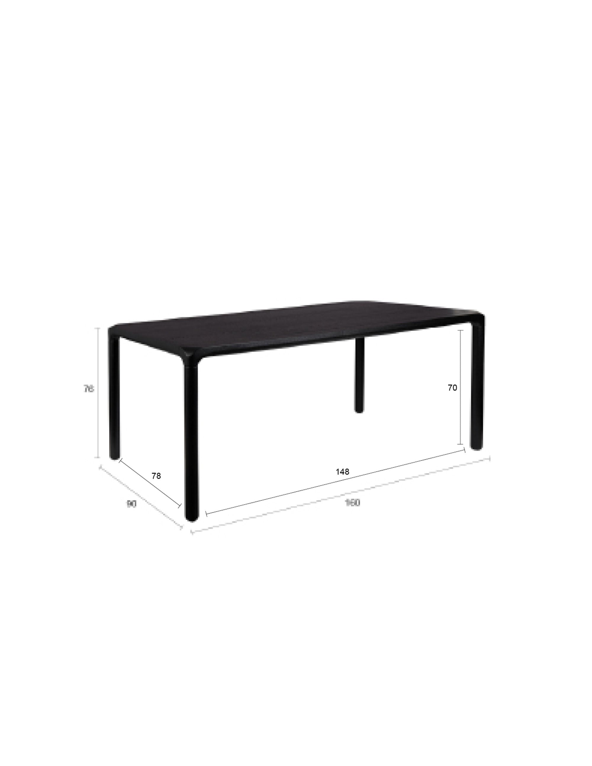 Zuiver Storm Black Oak Wood Rectangle Dining Table 160cm