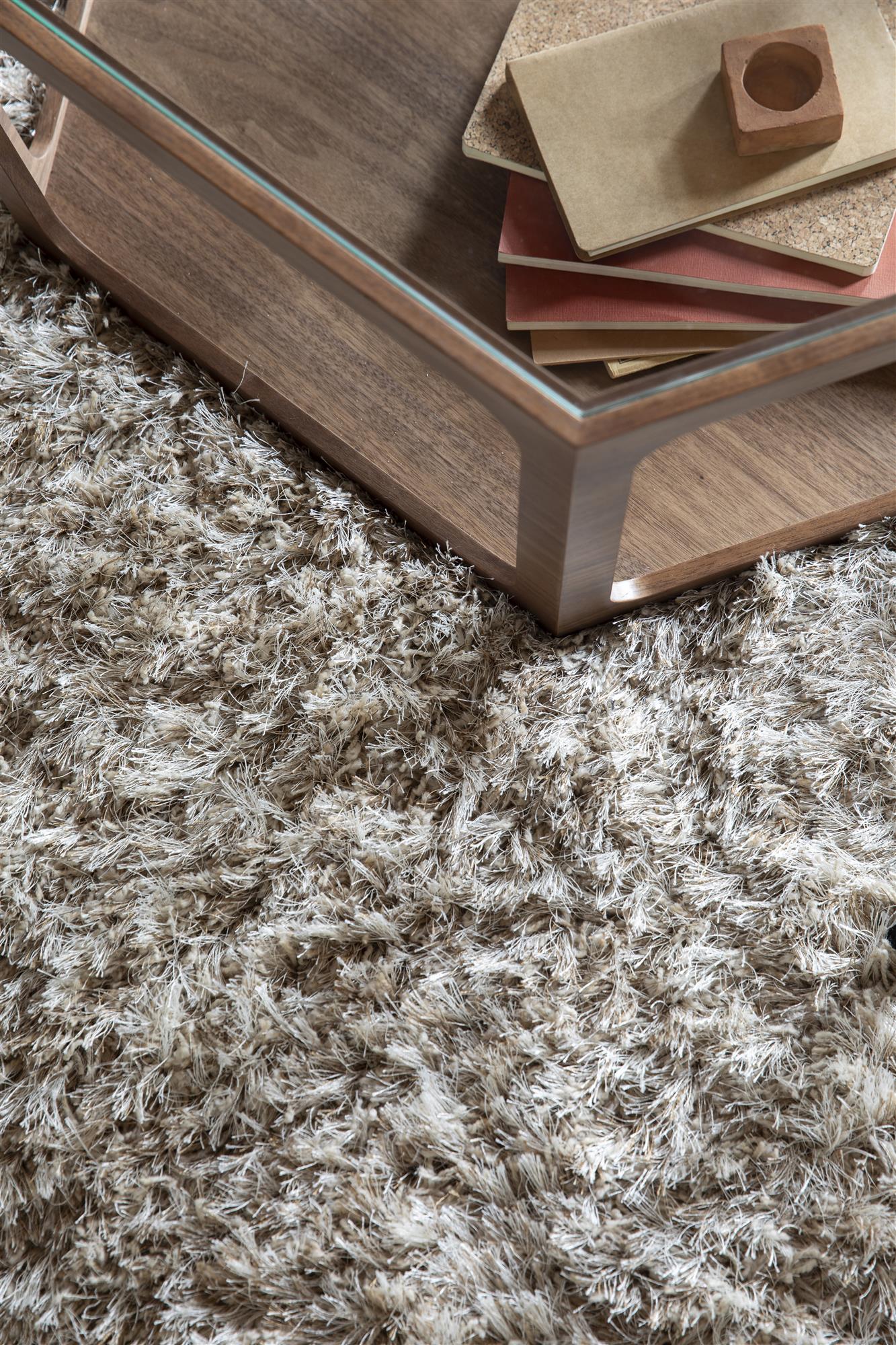 Dutchbone Hairy Beige Wool Rug 200 x 290 cm