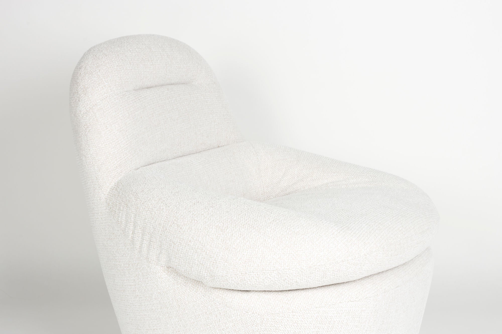 Velvoro White Boucle Swivel Lounge Chair