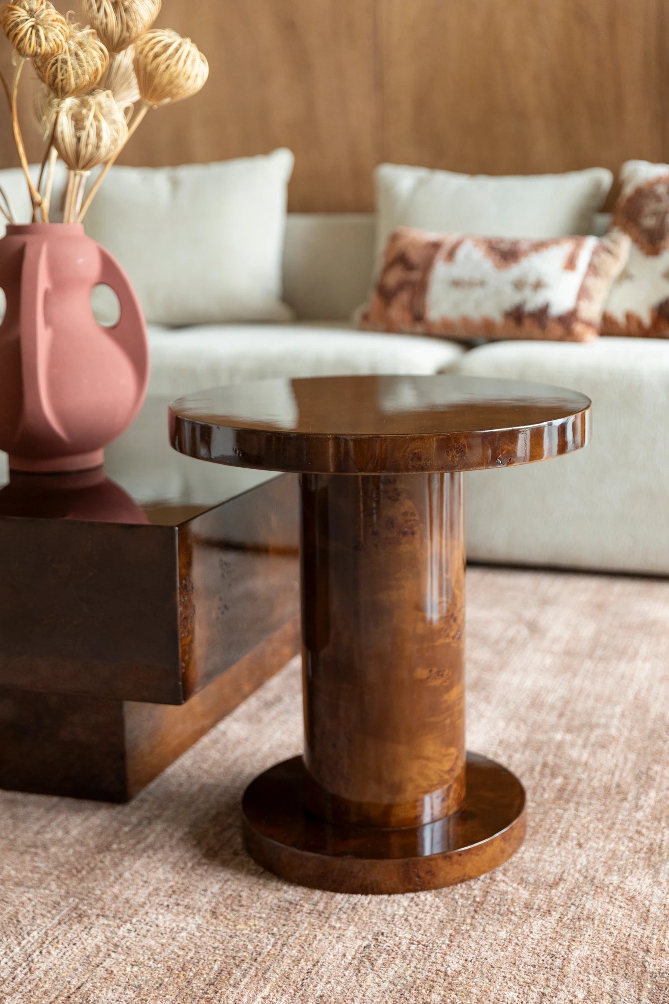 Dutchbone Quinn Walnut Brown Acacia Wood Side Table