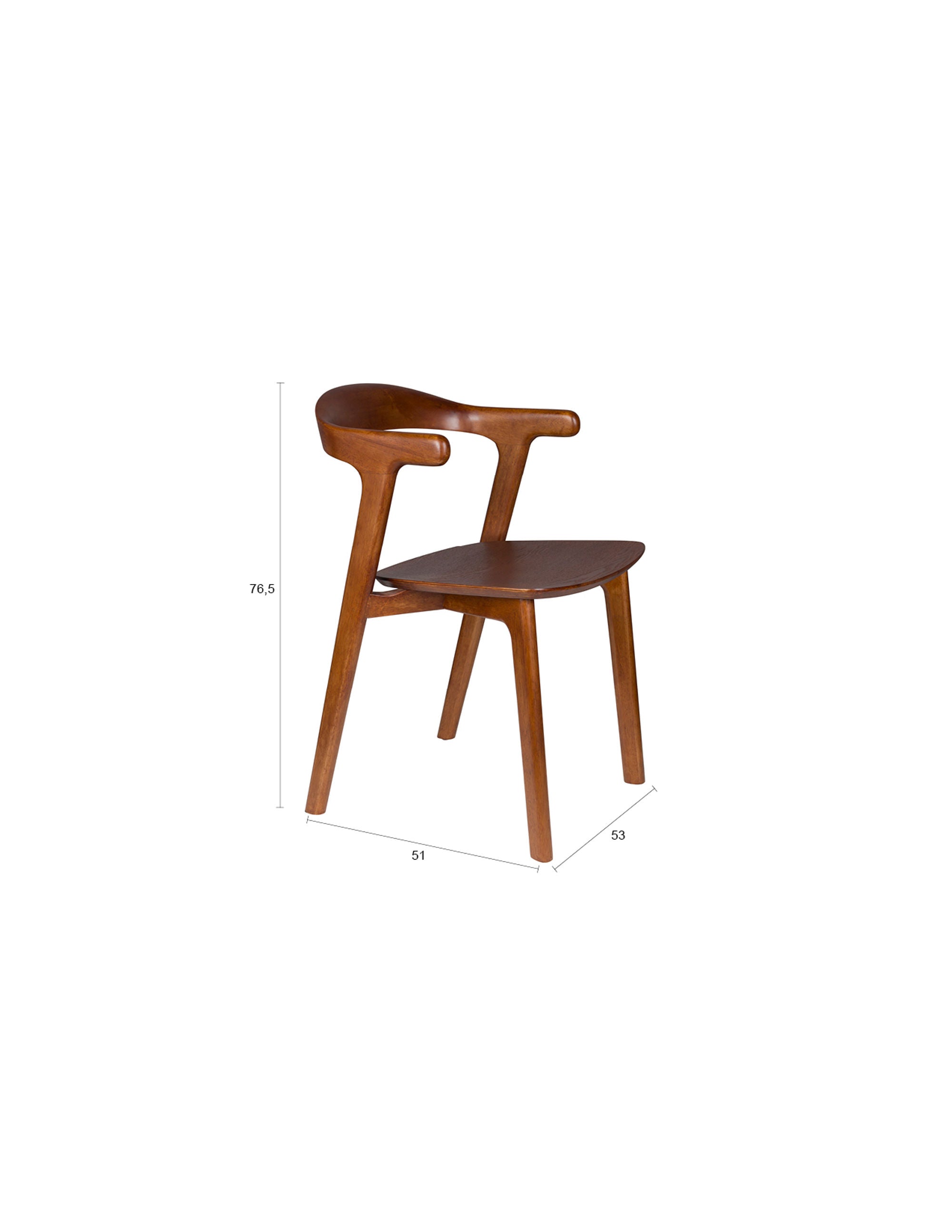 Zuiver Set of 2 Northwood Walnut Wood Curved Dining Chair