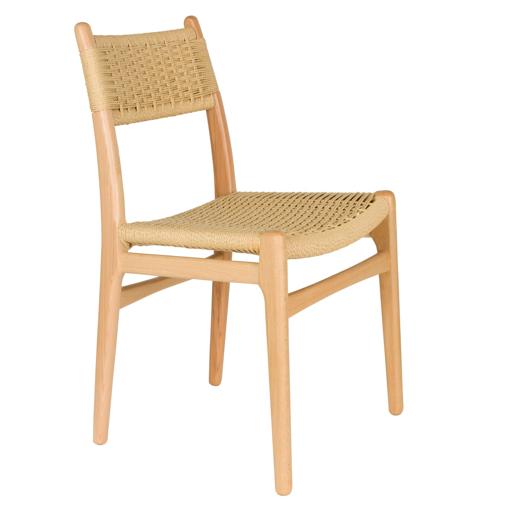 Dutchbone Set of 2 Cecile Natural Wood & Woven Rope Dining Chairs