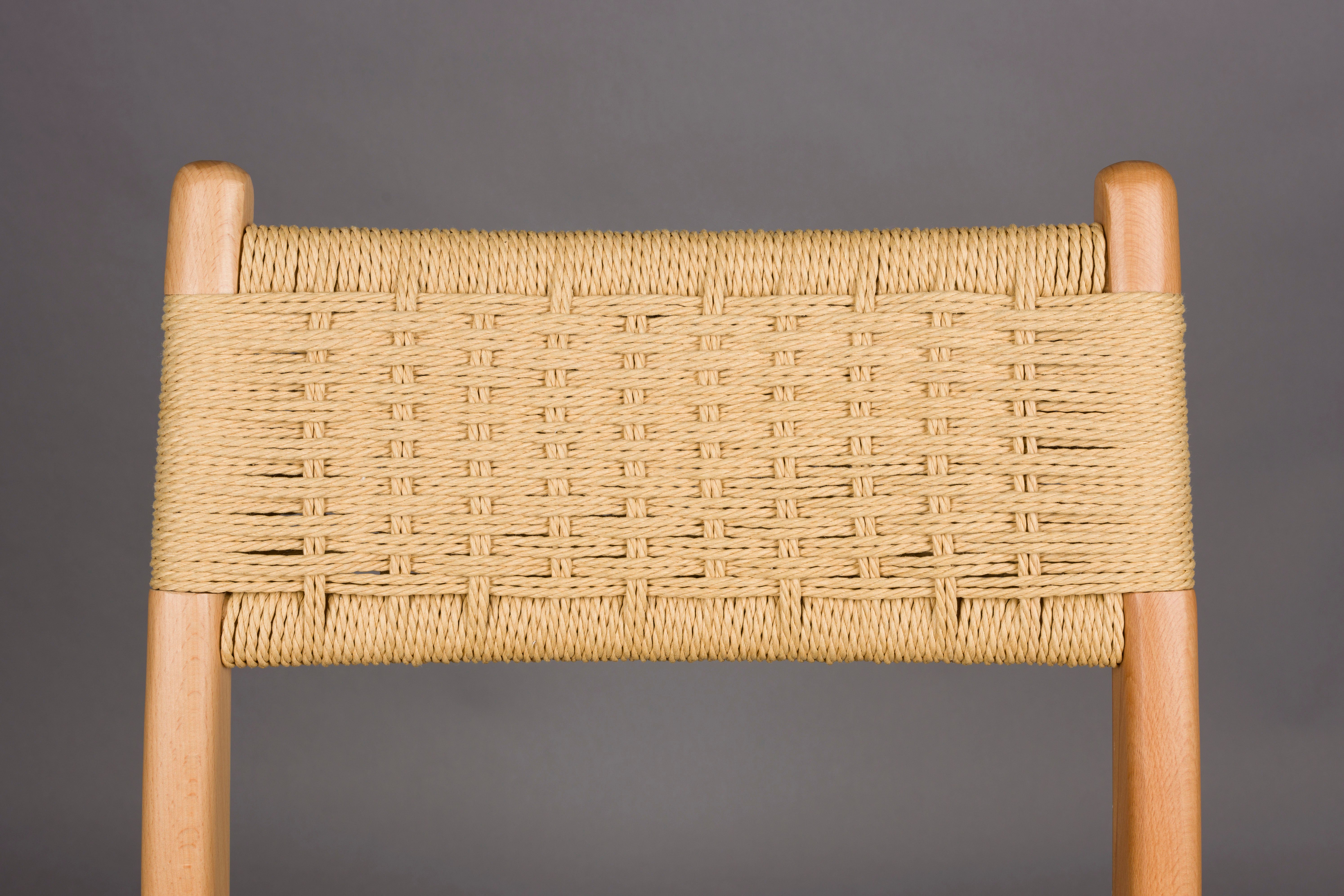 Dutchbone Set of 2 Cecile Natural Wood & Woven Rope Dining Chair