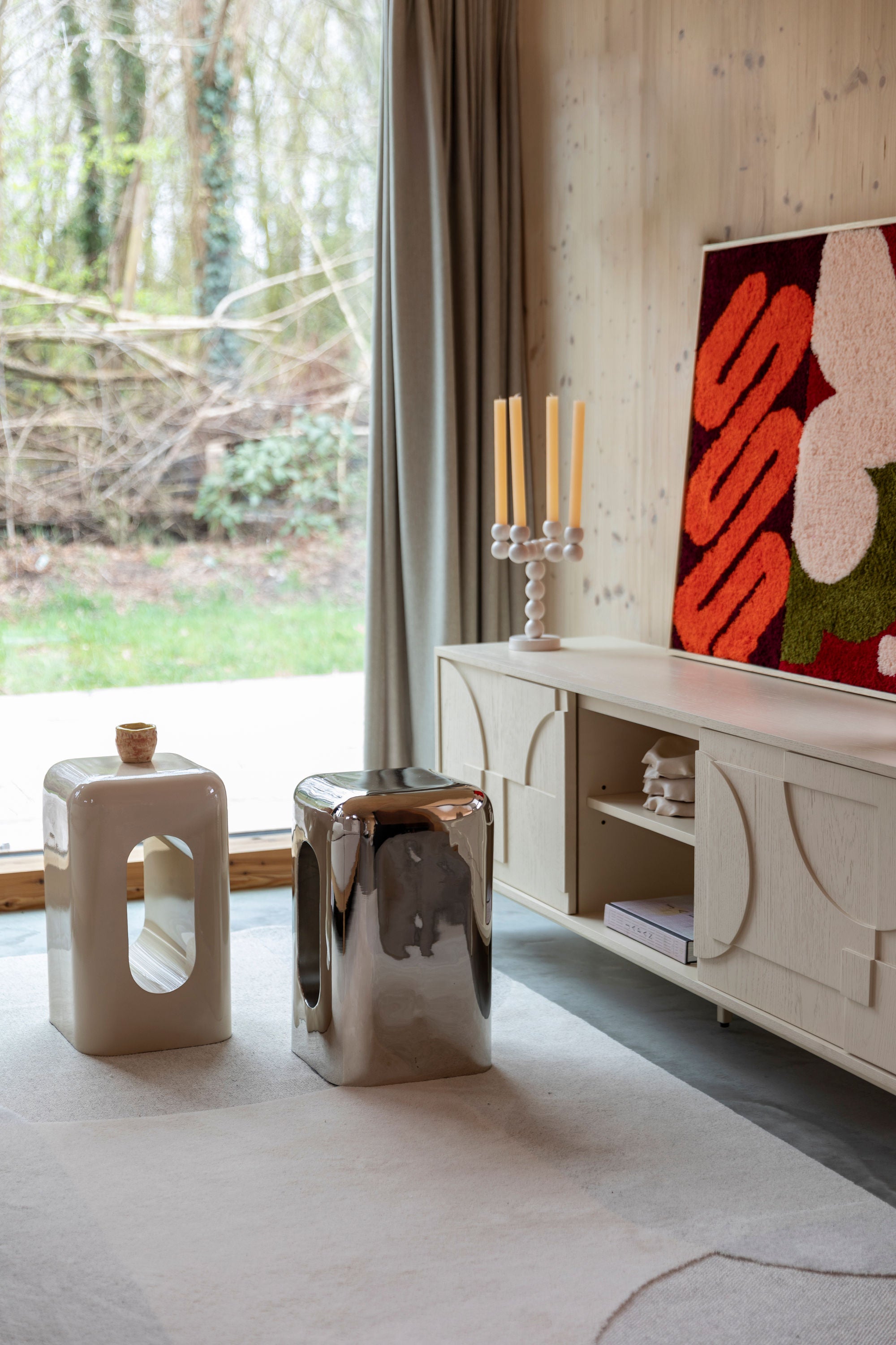 Zuiver Creek Beige Stool Side Table