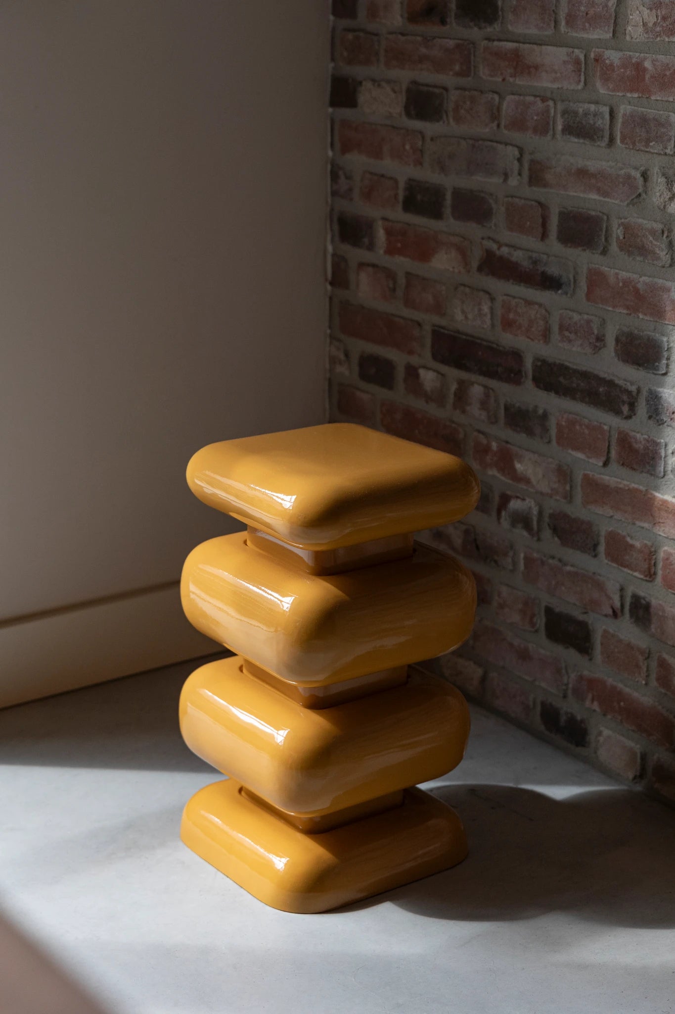 Dutchbone Stubby Ochre Yellow Aluminium Stool Side Table