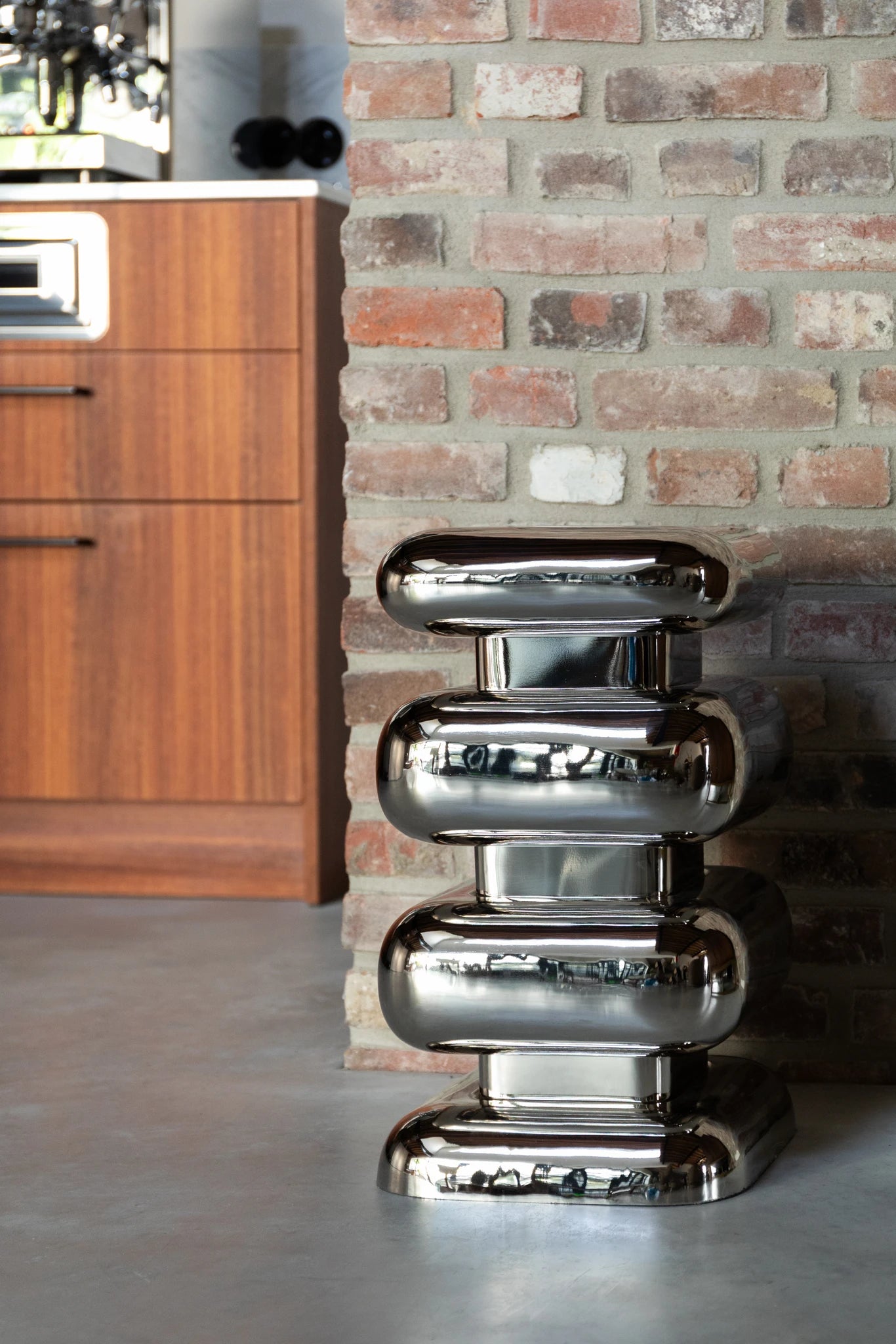 Dutchbone Stubby Chrome Silver Aluminium Stool Side Table