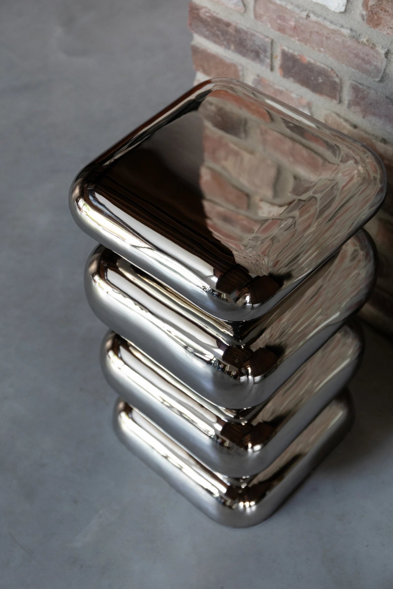 Dutchbone Stubby Chrome Silver Aluminium Stool Side Table