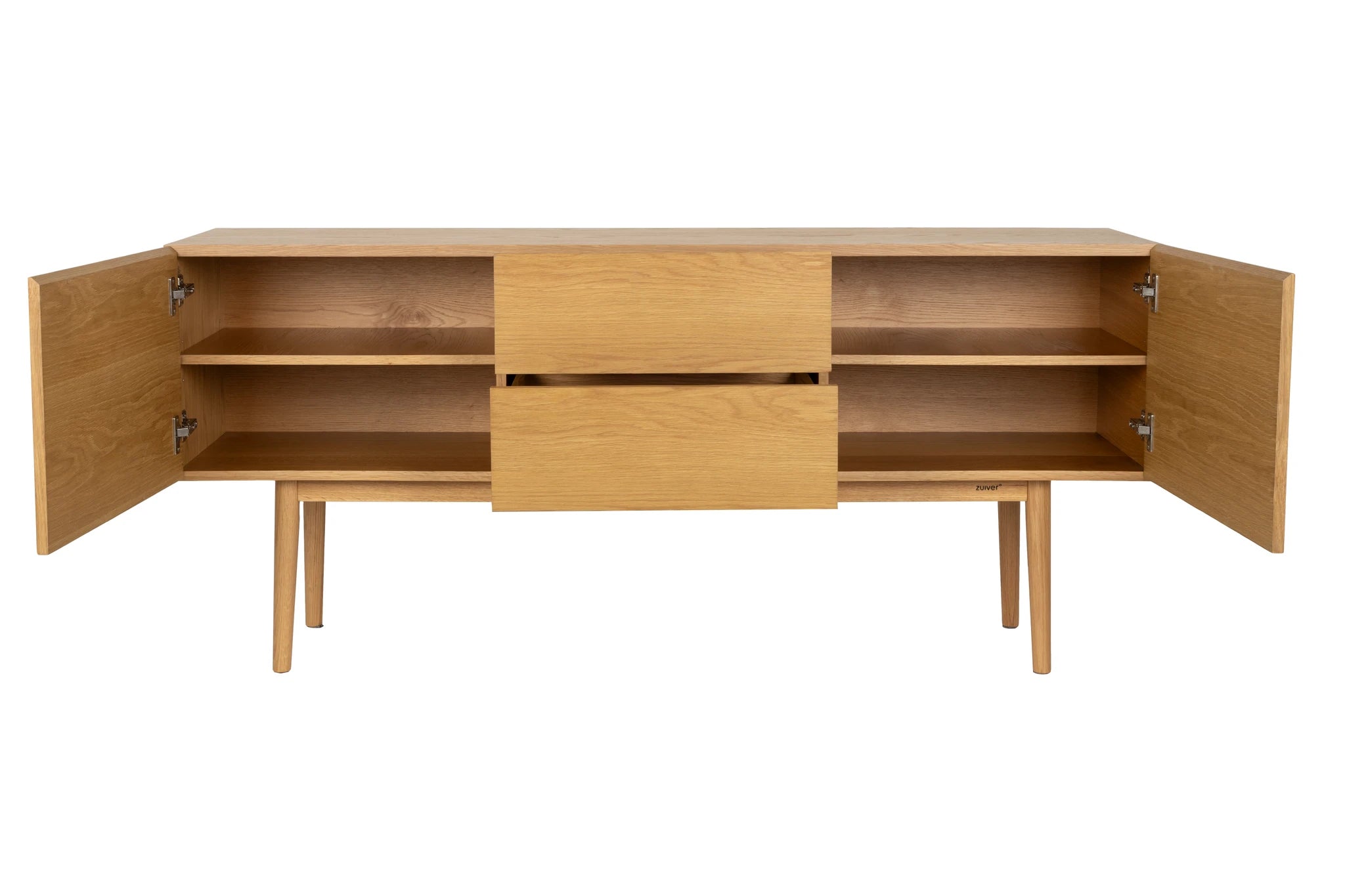 Zuiver High On Wood Beige Oak Effect Wood 2 Door 2 Drawer Cabinet