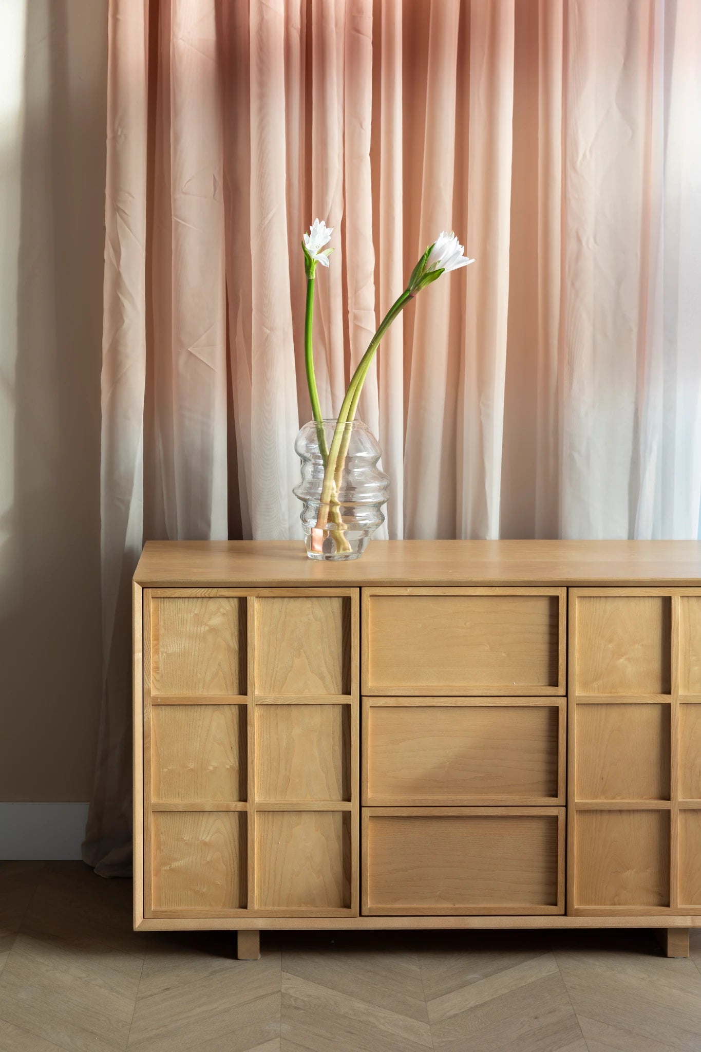 Zuiver Raster Natural Ash Veneer High Sideboard
