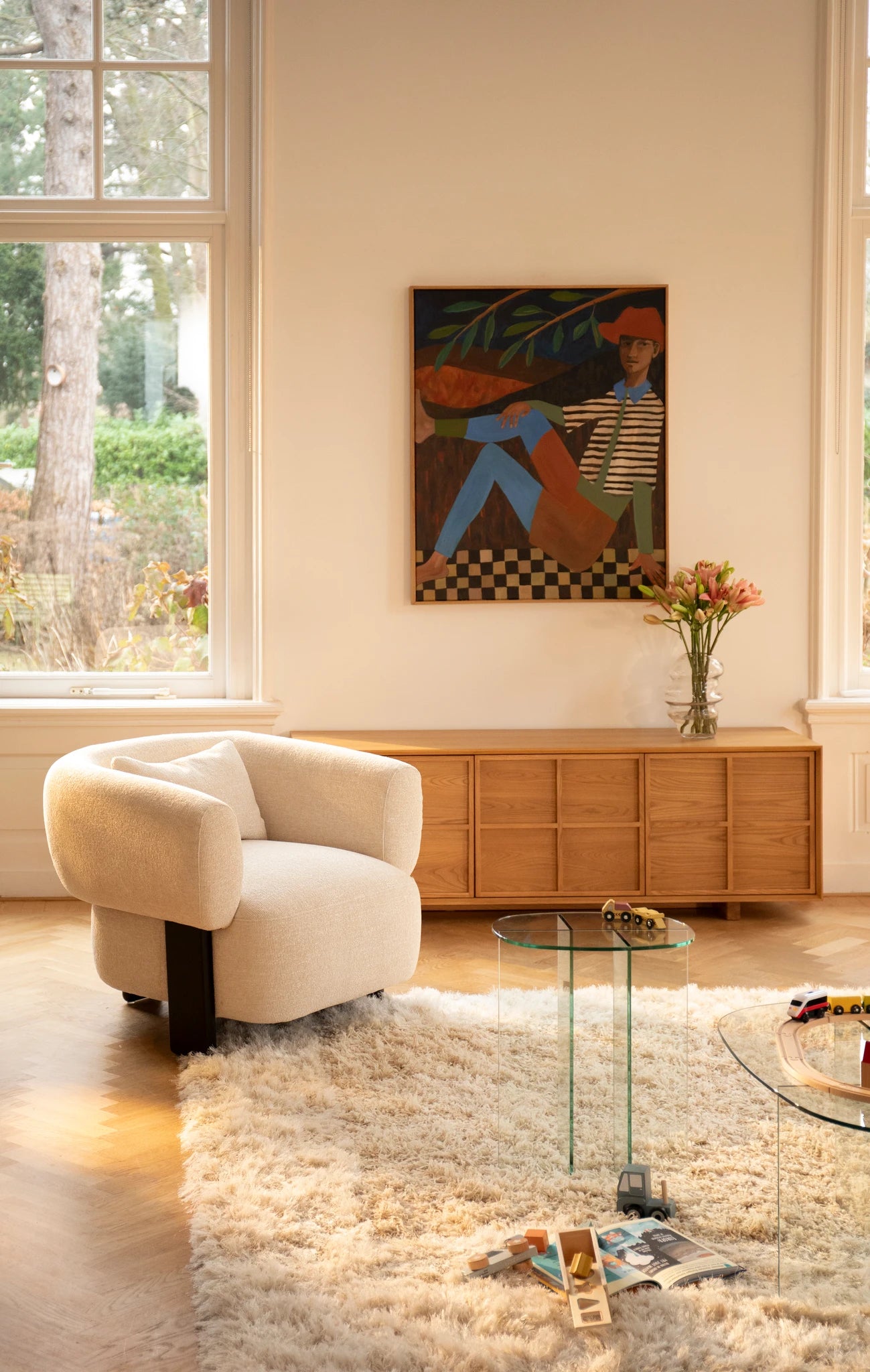 Zuiver Raster Natural Ash Wood Low Sideboard