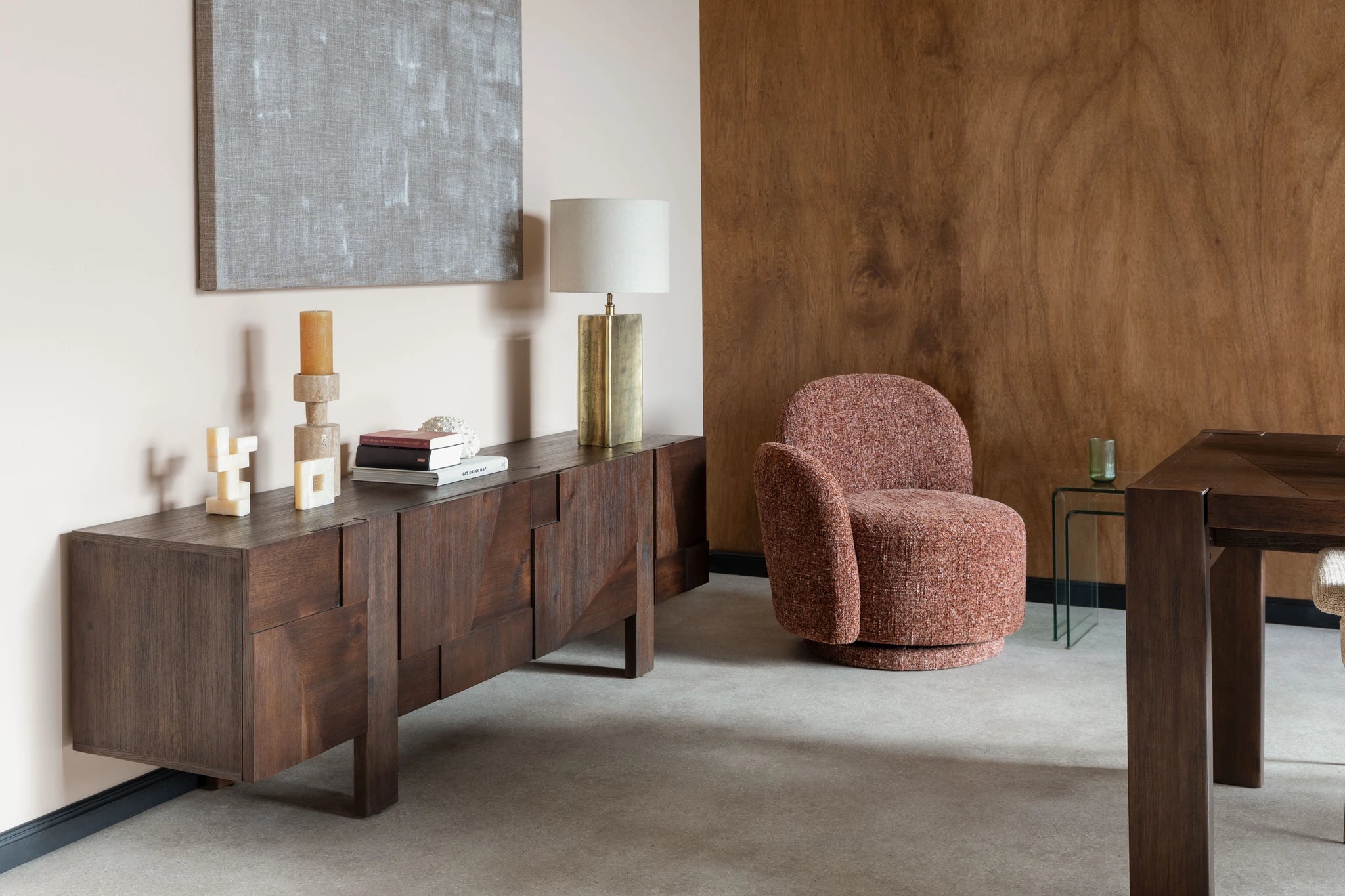 Dutchbone Bruneau Brown Rubber Wood Sideboard