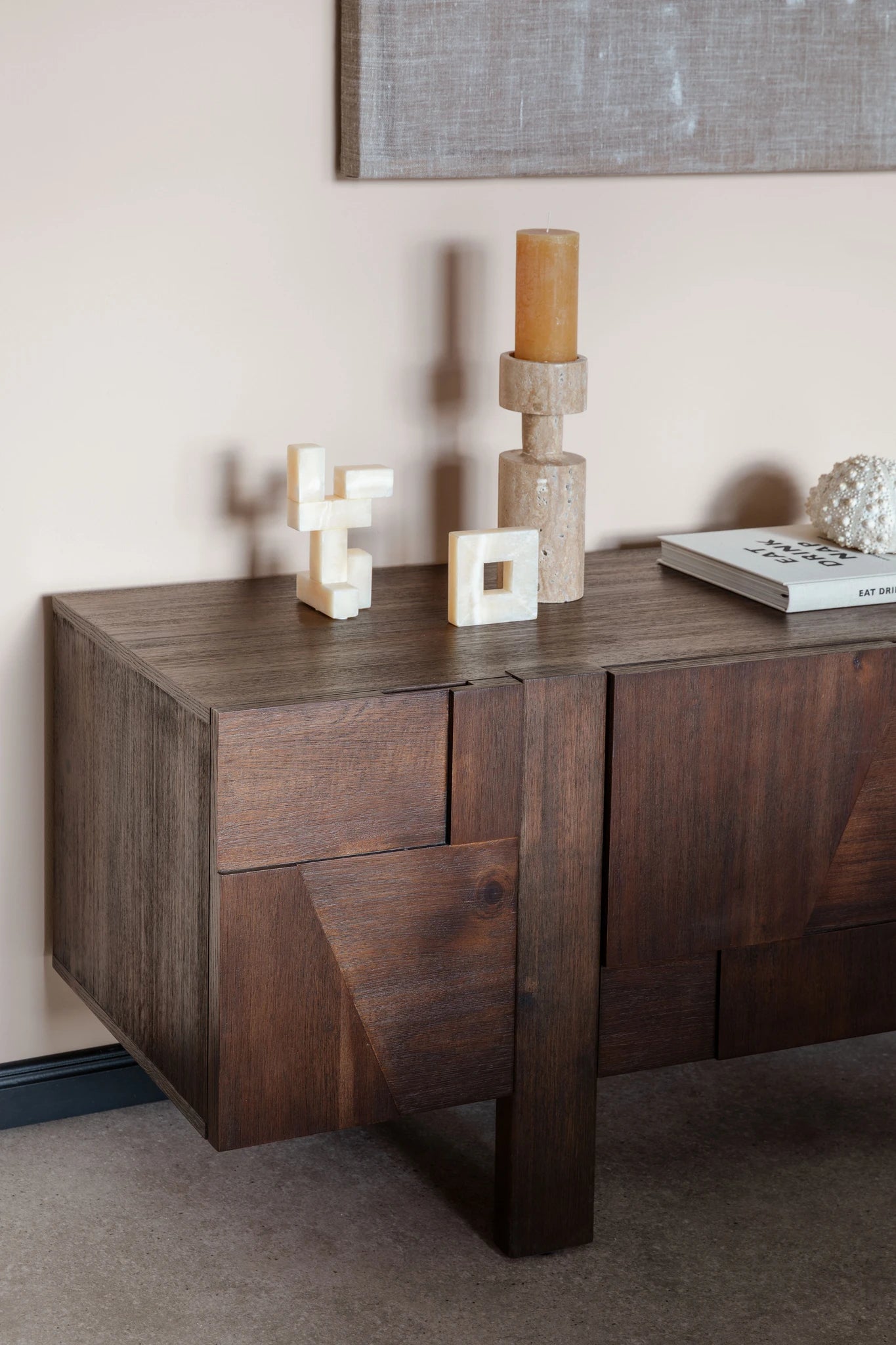 Dutchbone Bruneau Brown Rubber Wood Sideboard