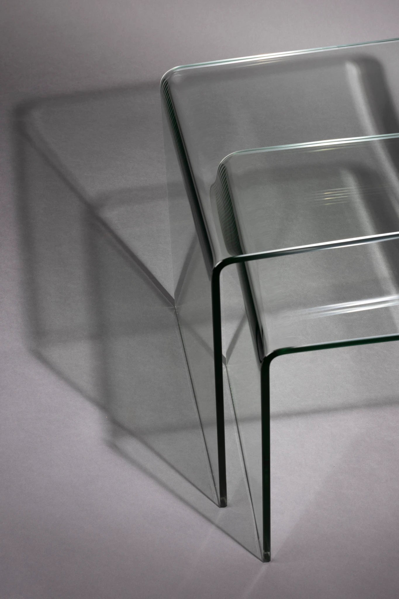 Dutchbone Set of 2 Vetro Transparent Glass Side Tables