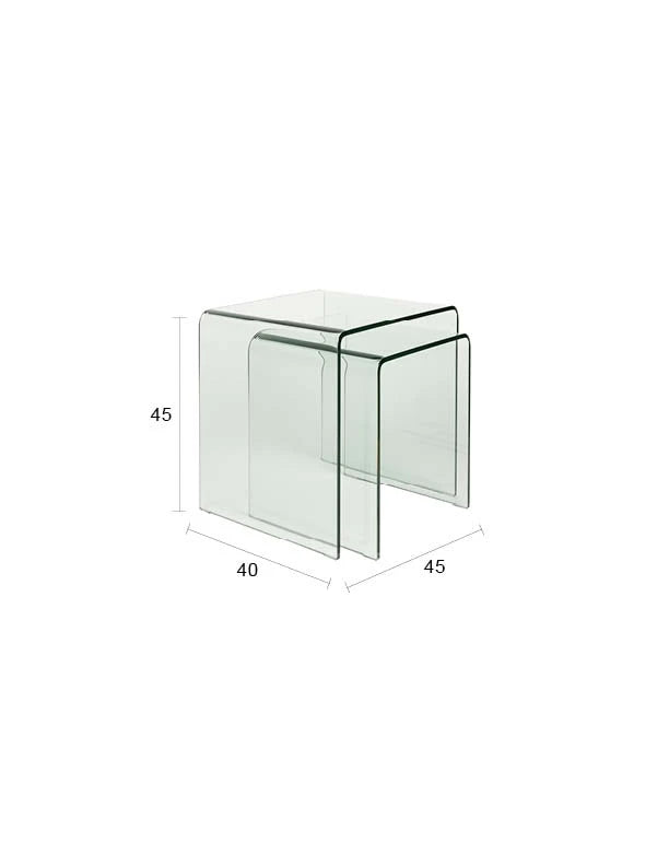 Dutchbone Set of 2 Vetro Transparent Glass Side Tables