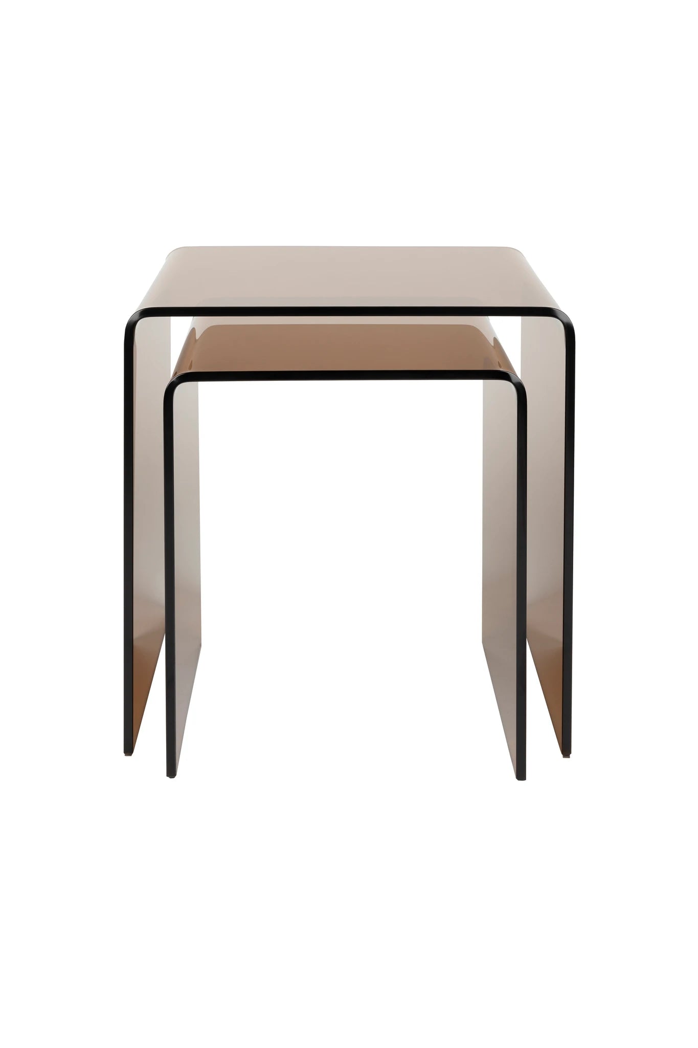Dutchbone Set of 2 Vetro Brown Glass Side Tables