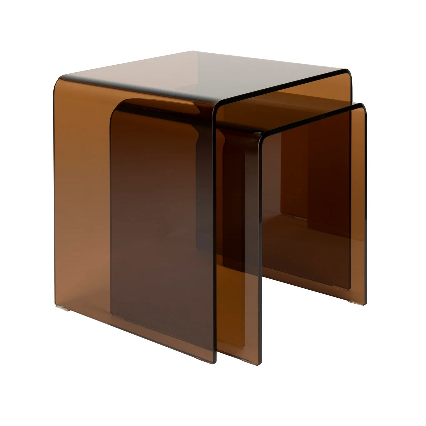 Dutchbone Vetro Brown Glass Nested Side Tables