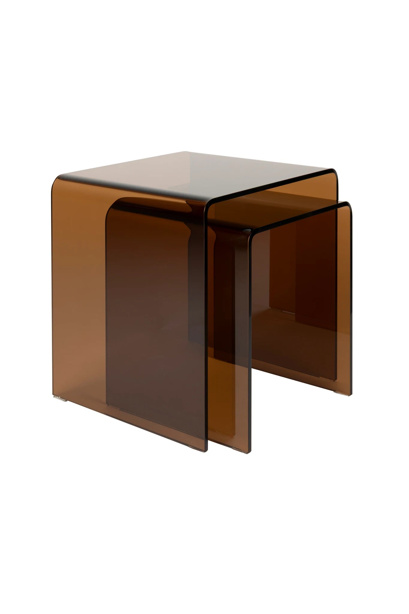 Dutchbone Set of 2 Vetro Brown Glass Side Tables