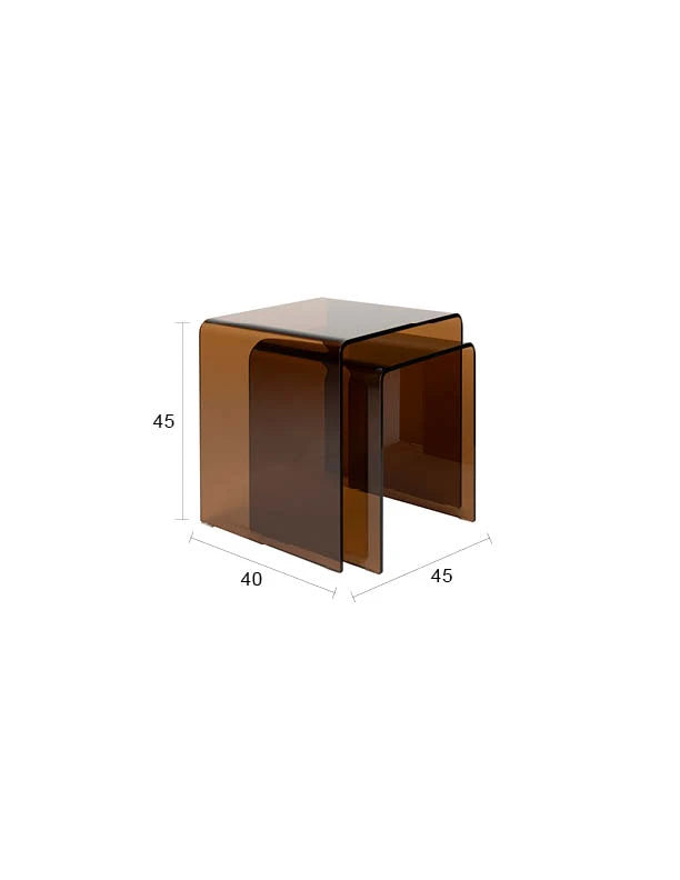 Dutchbone Set of 2 Vetro Brown Glass Side Tables
