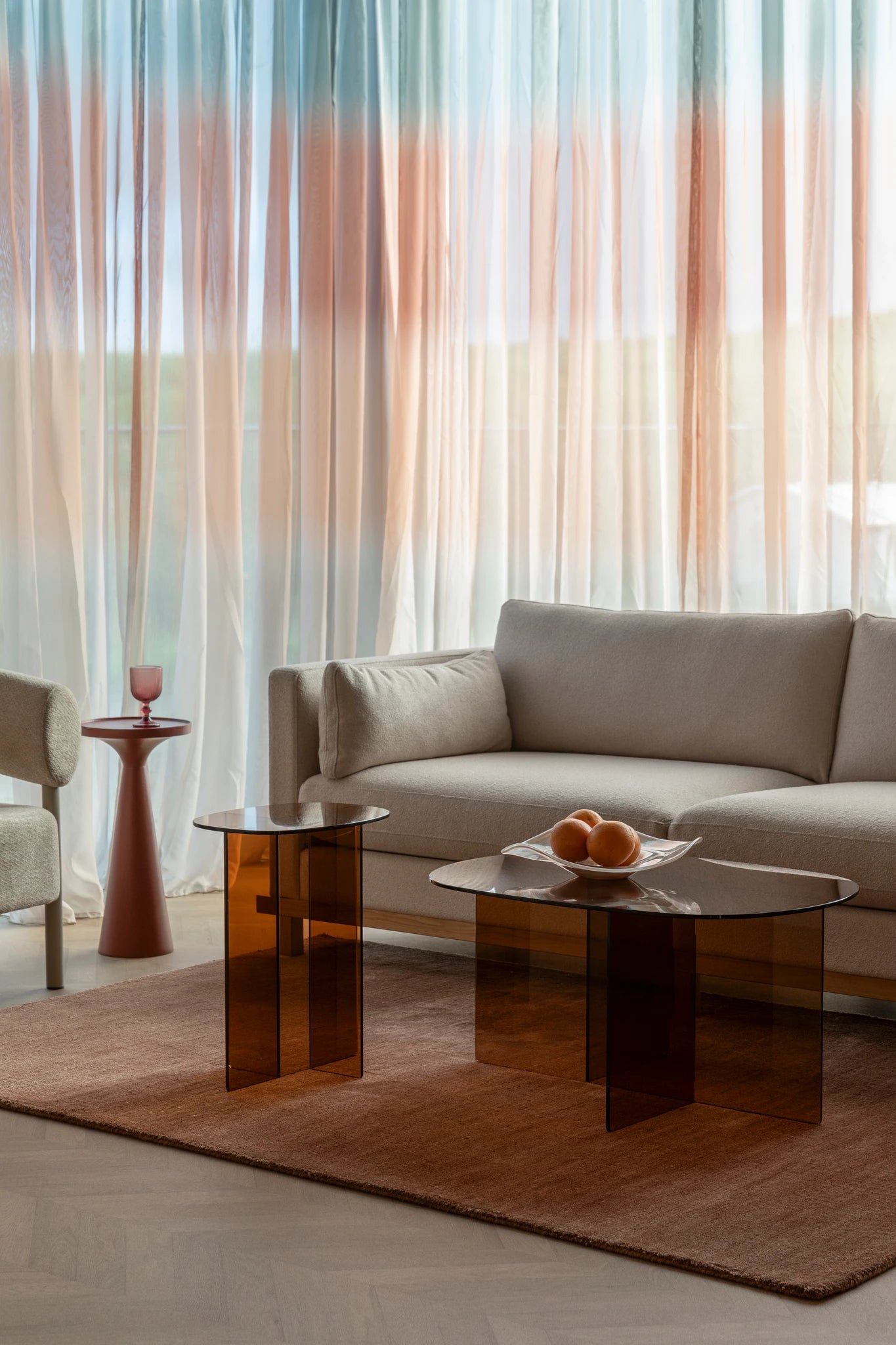 Zuiver Linea Brown Glass Side Table