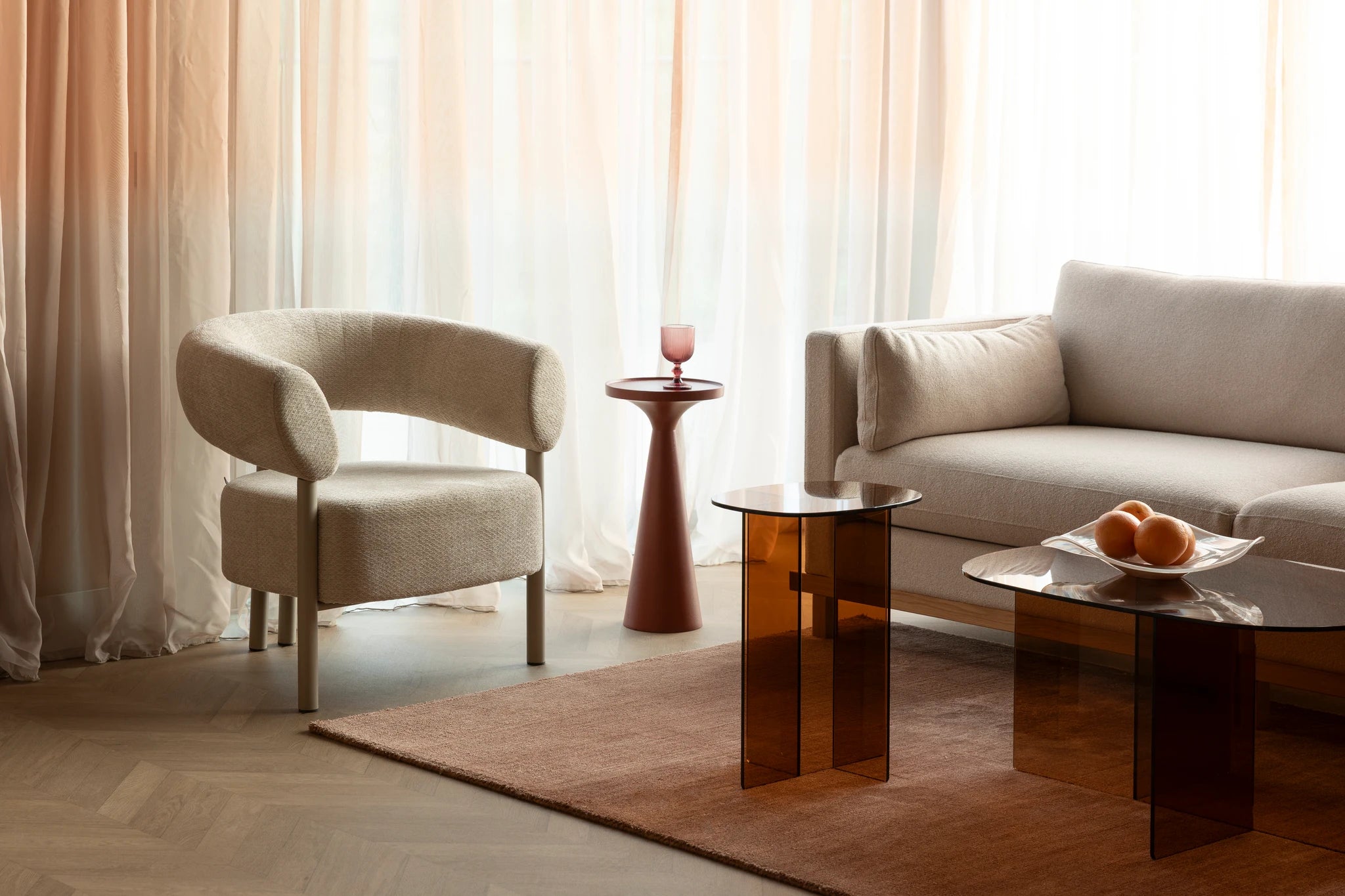 Zuiver Linea Brown Glass Side Table