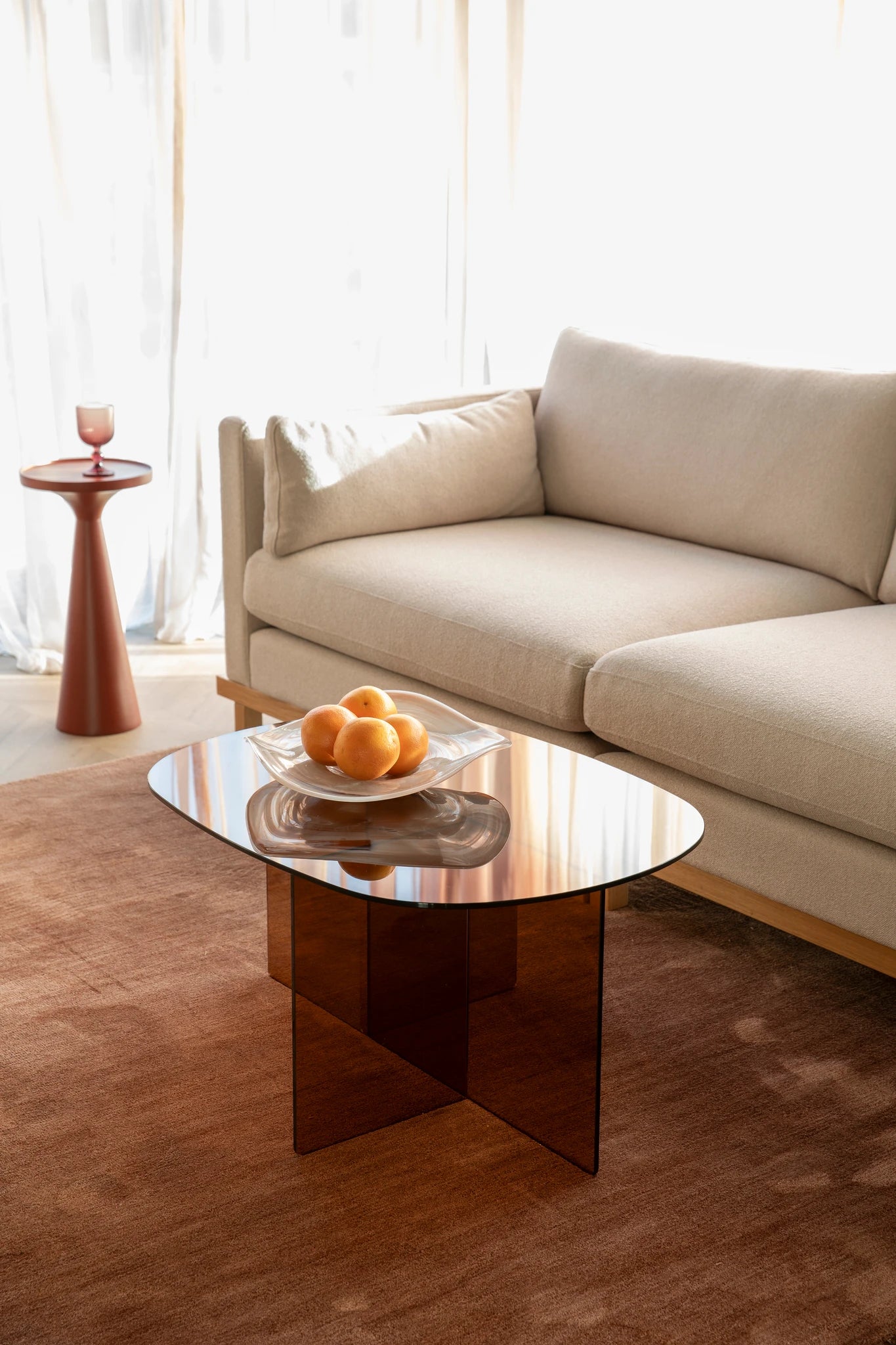 Zuiver Linea Brown Glass Coffee Table