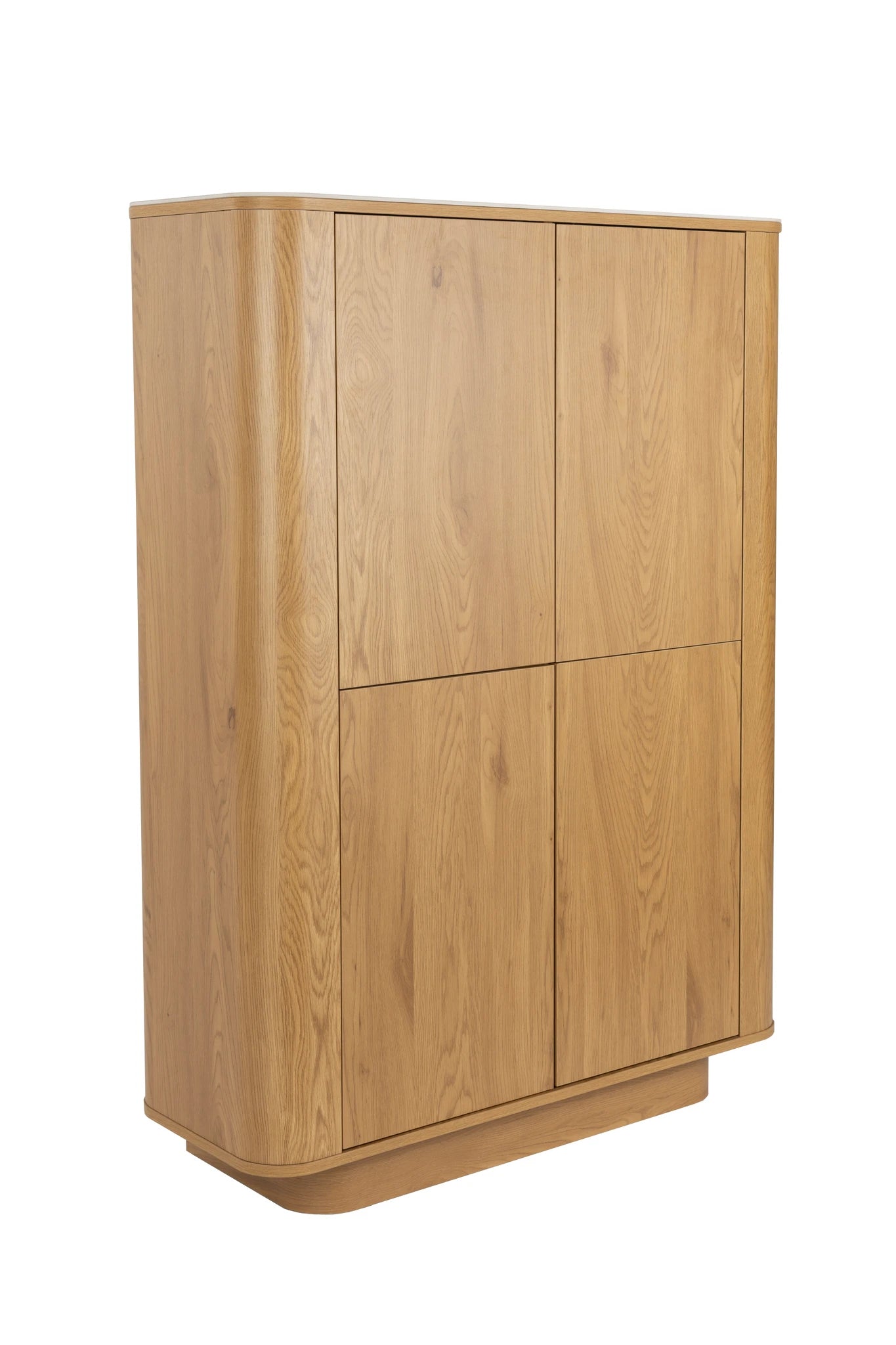 Almira Natural Oak Wood & White Marble Cabinet