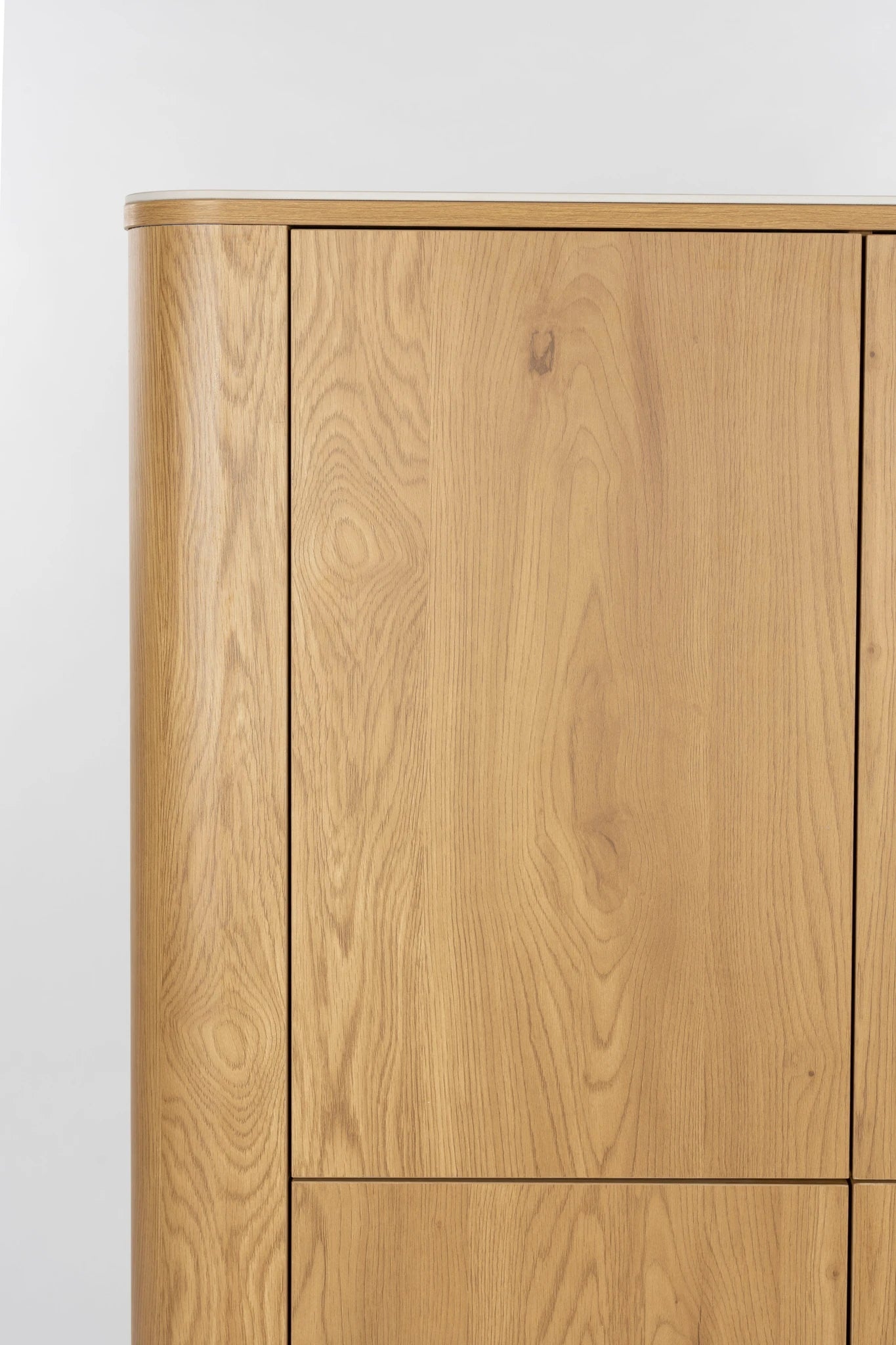 Almira Natural Oak Wood & White Marble Cabinet