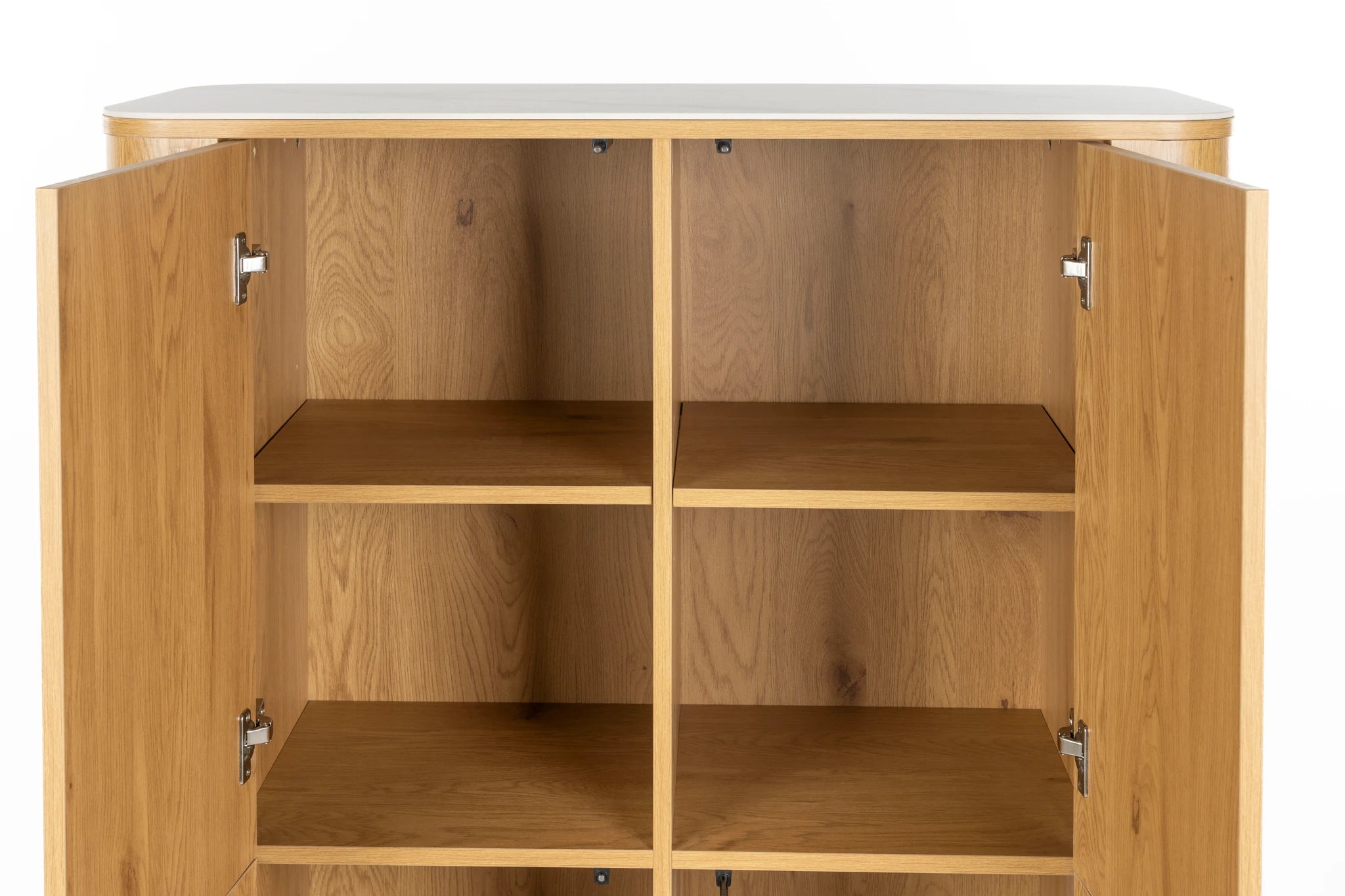 Almira Natural Oak Wood & White Marble Cabinet