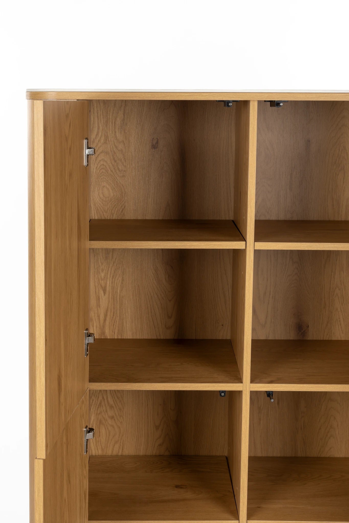 Almira Natural Oak Wood & White Marble Cabinet