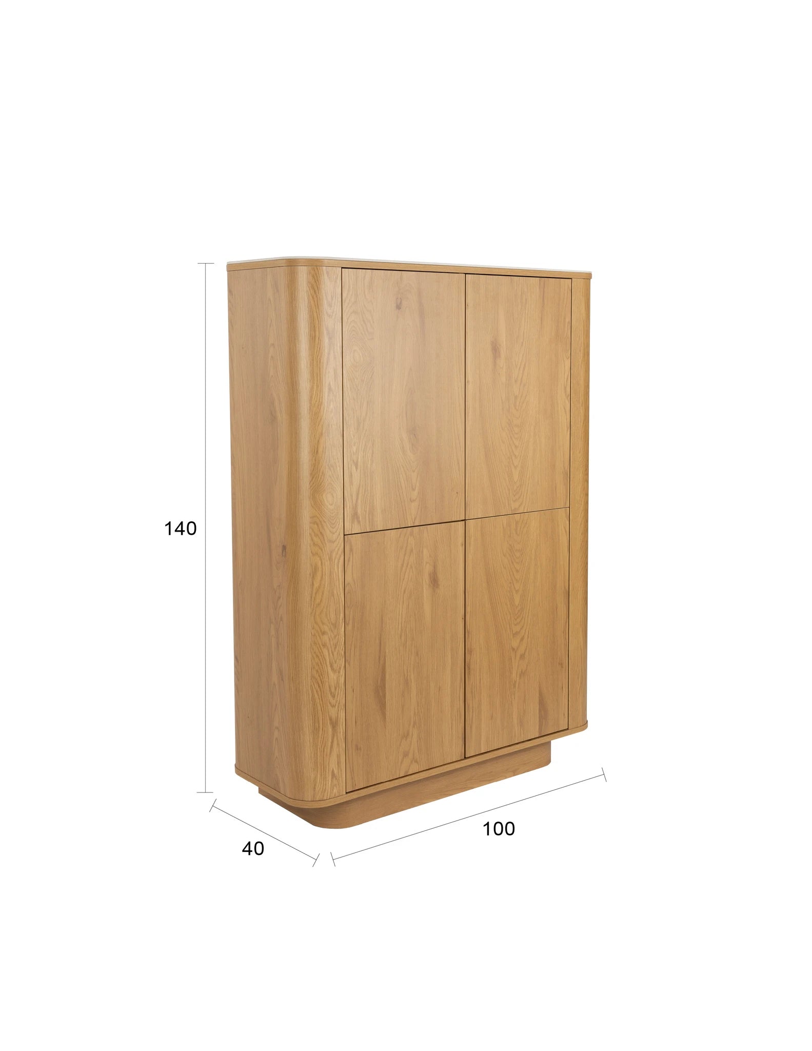 Almira Natural Oak Wood & White Marble Cabinet