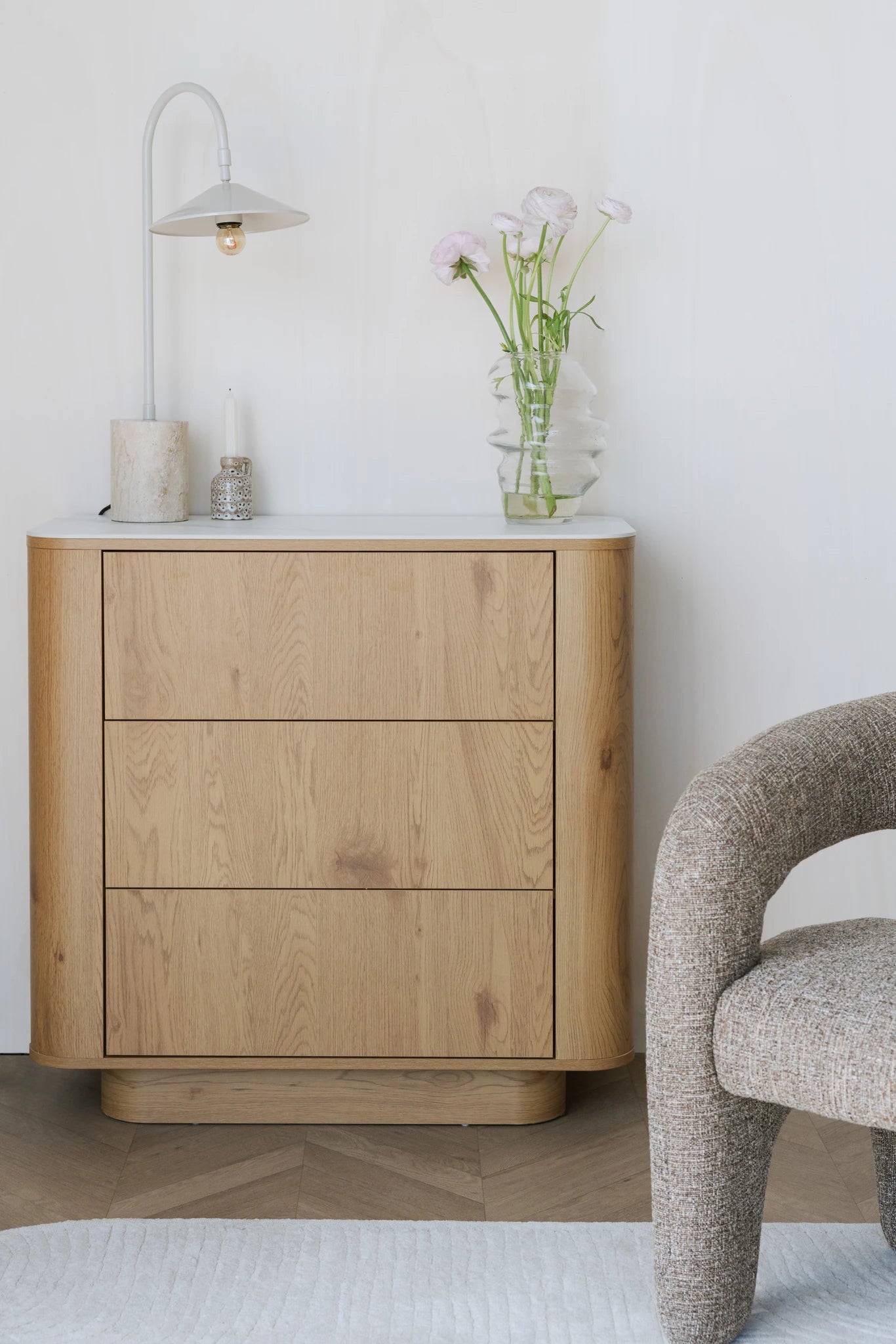 Almira Natural Oak Wood Chest of Drawers