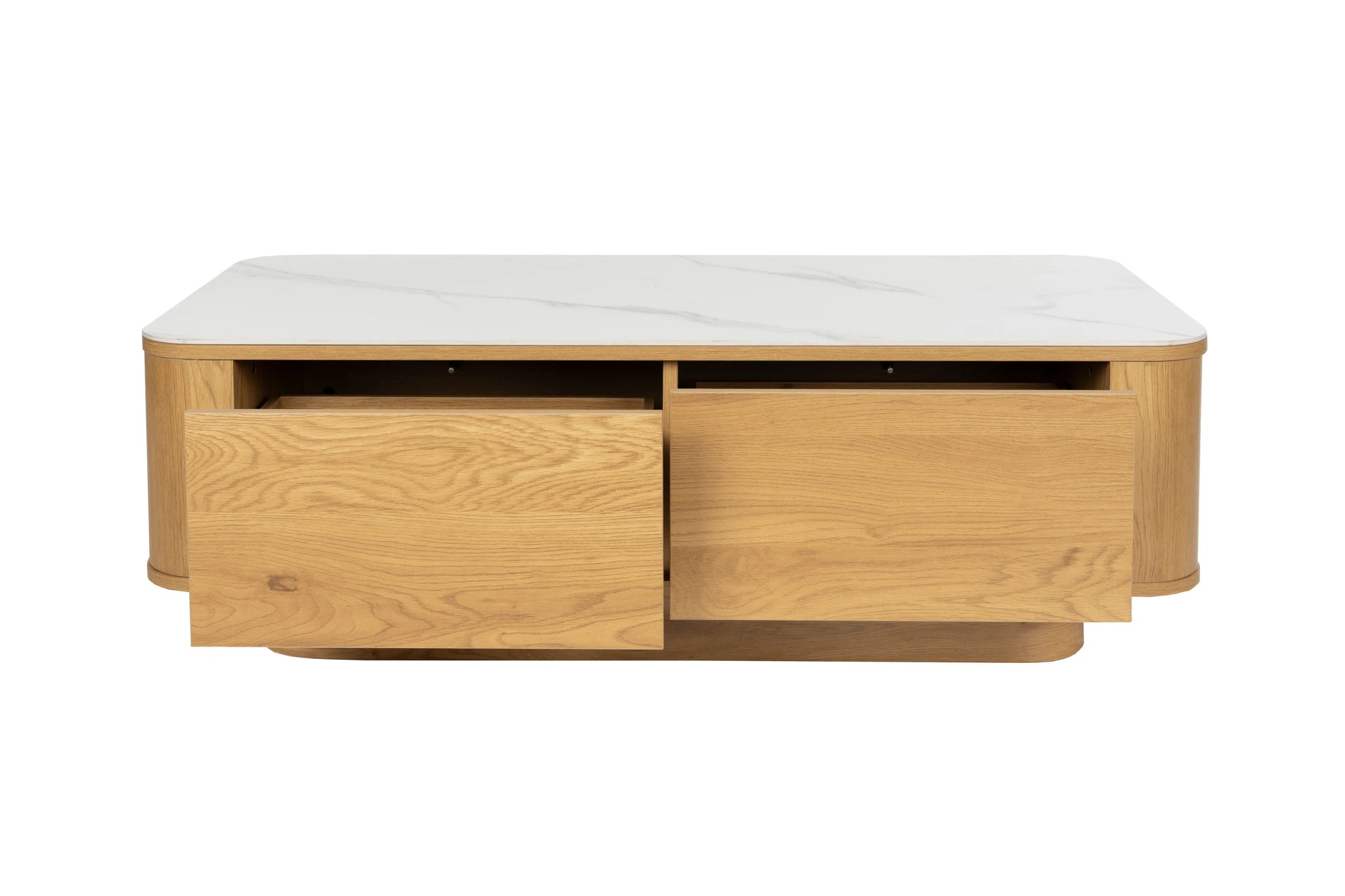 Almira Natural Oak Wood & White Marble Coffee Table