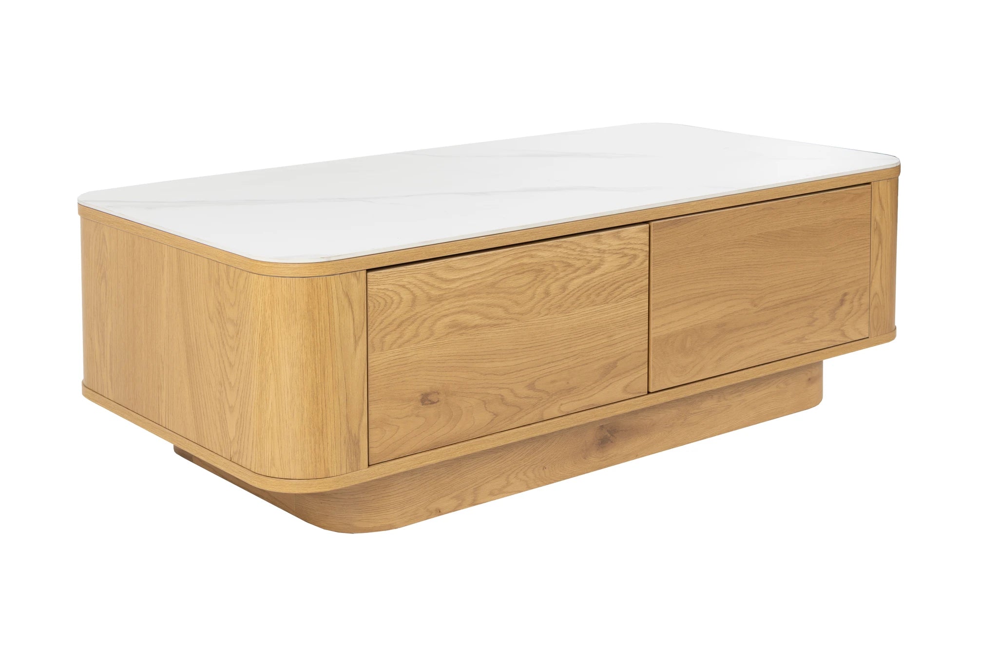 Almira Natural Oak Wood & White Marble Coffee Table