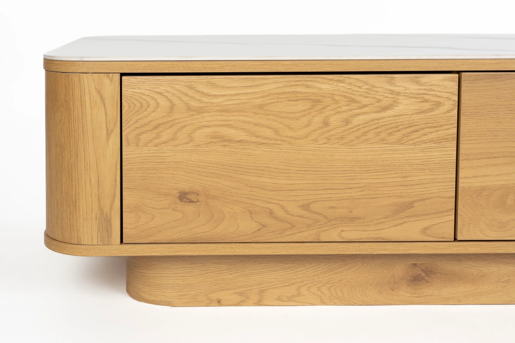 Almira Natural Oak Wood & White Marble Coffee Table