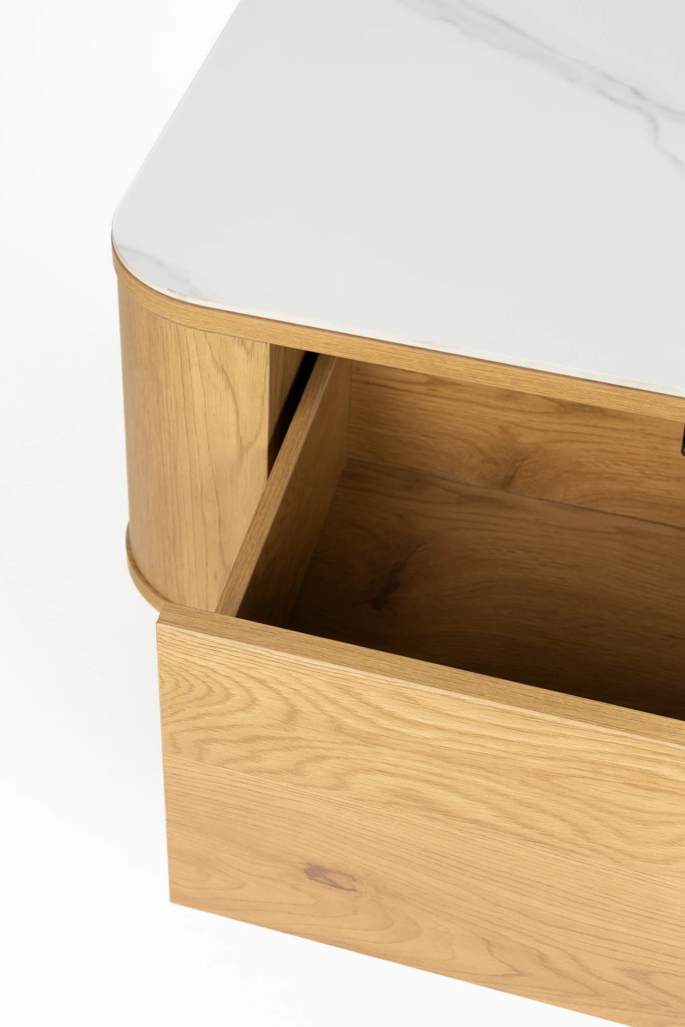 Almira Natural Oak Wood & White Marble Coffee Table