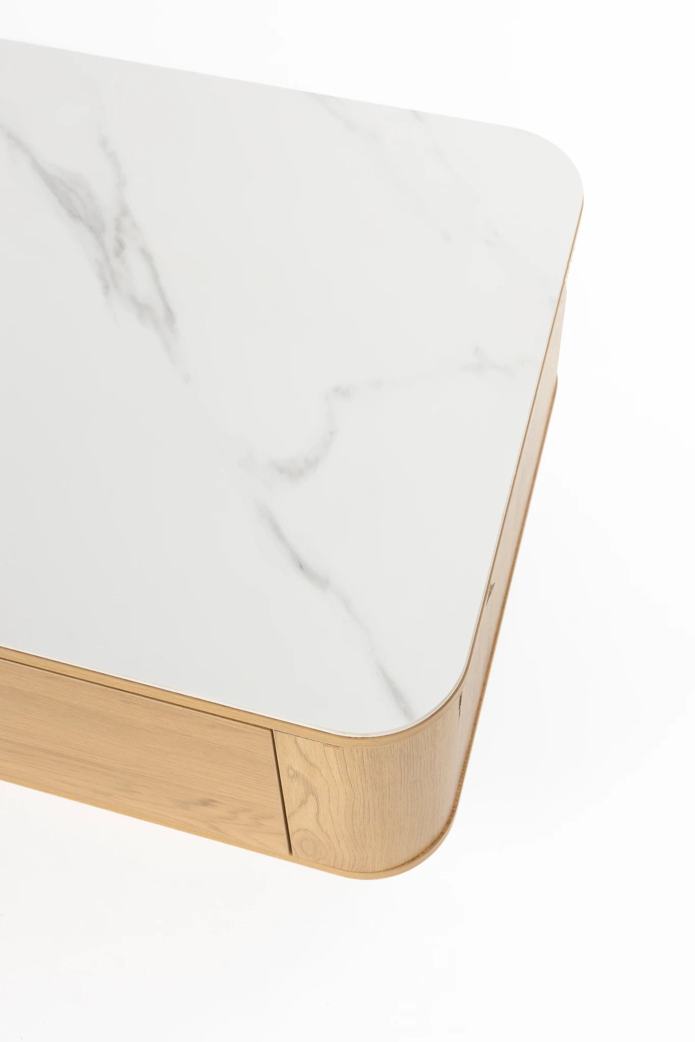 Almira Natural Oak Wood & White Marble Coffee Table