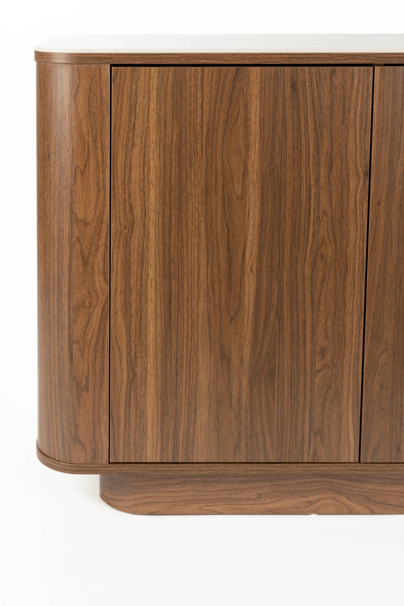 Almira Walnut Brown Wood & White Marble High Sideboard