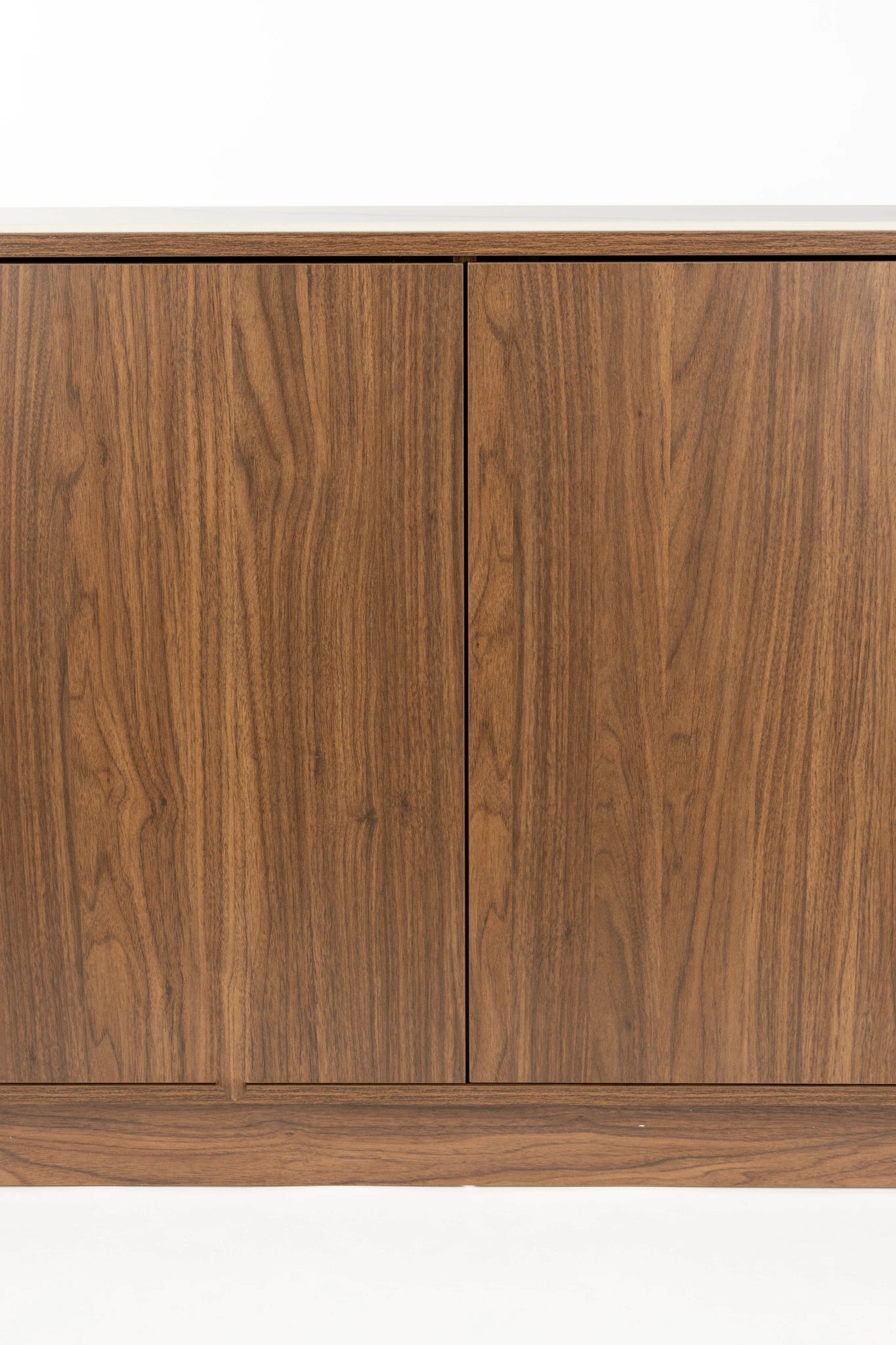 Almira Walnut Brown Wood & White Marble High Sideboard