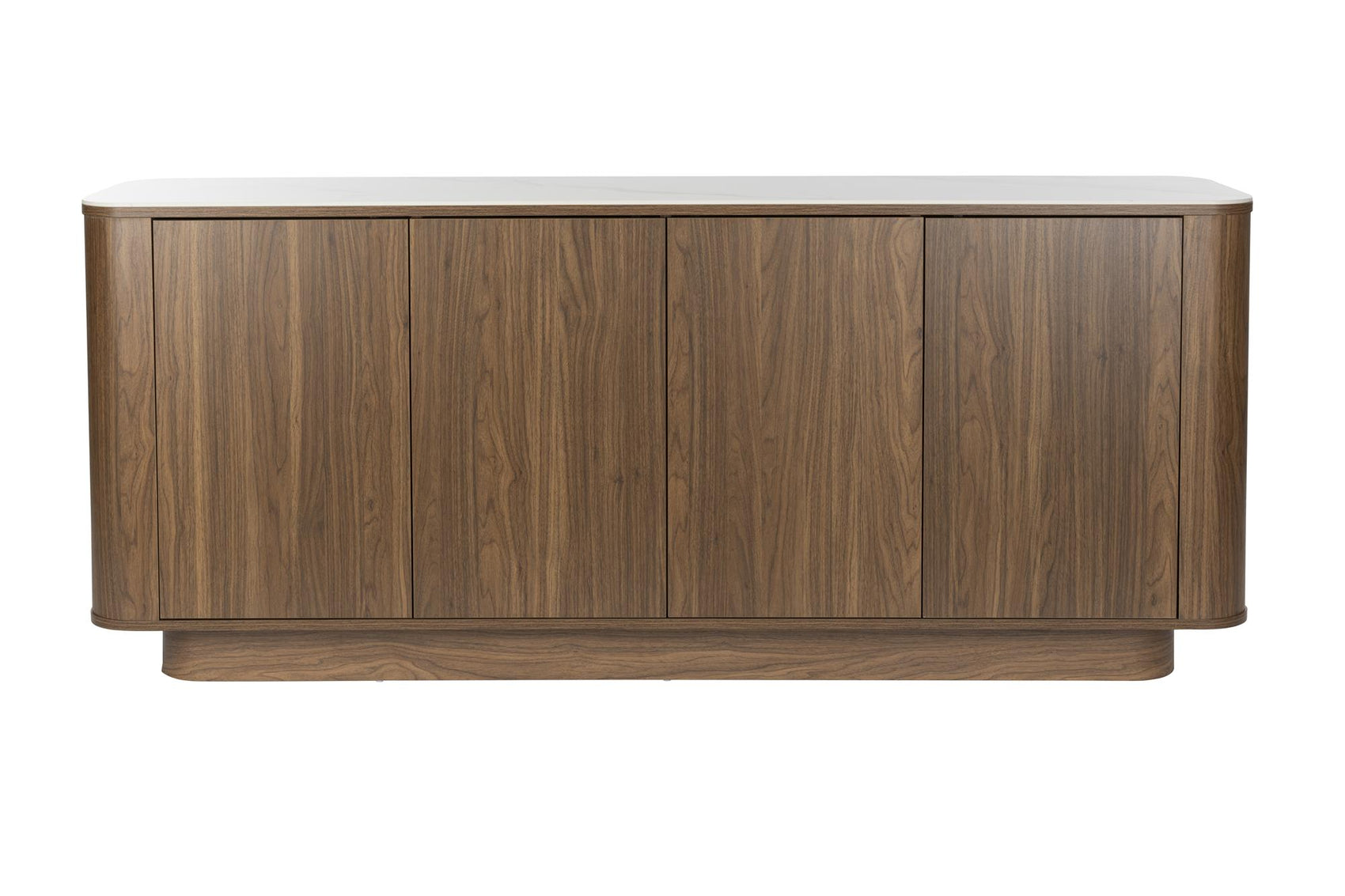 Almira Walnut Brown Wood & White Marble High Sideboard