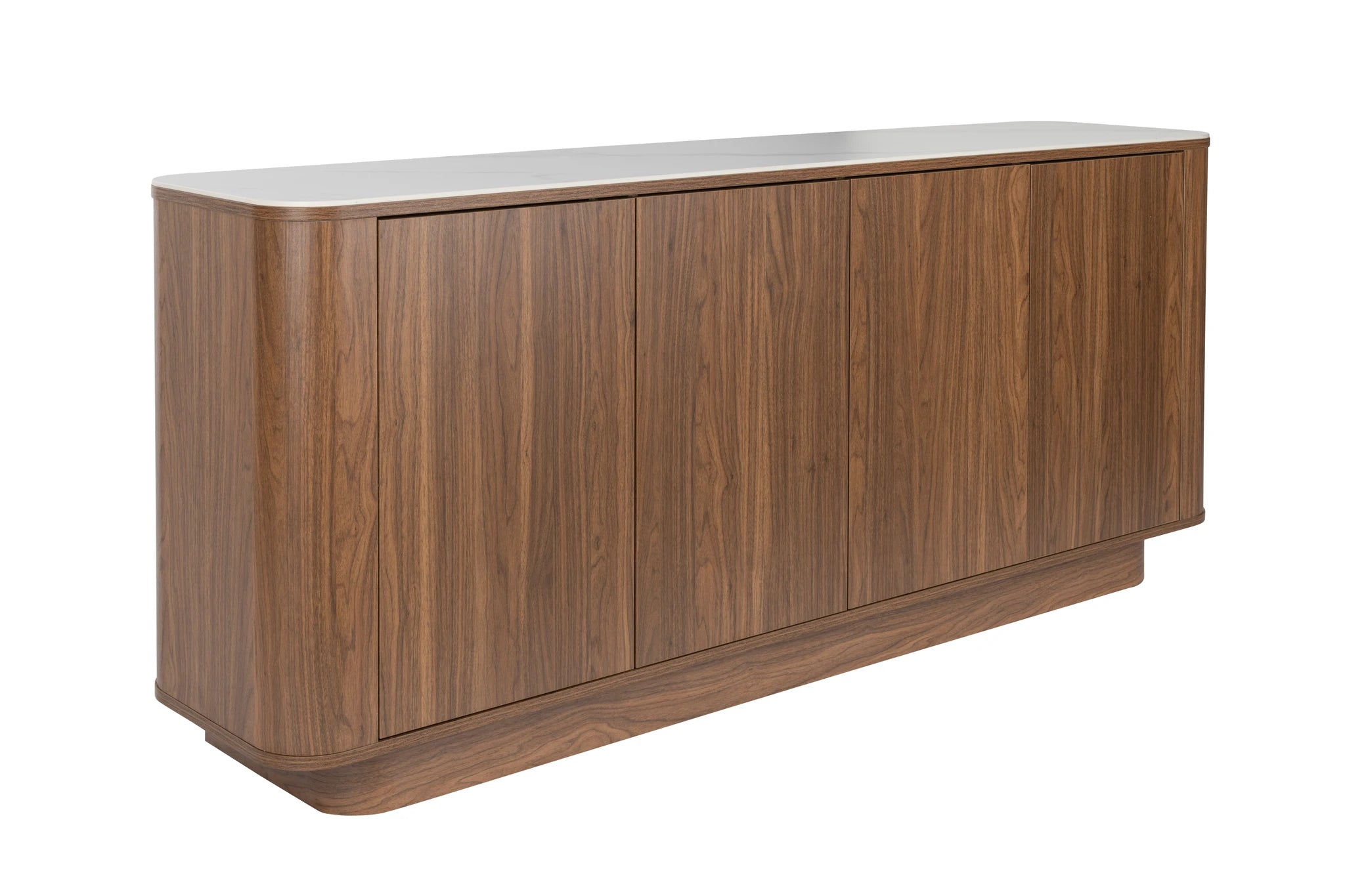 Almira Walnut Brown Wood & White Marble High Sideboard