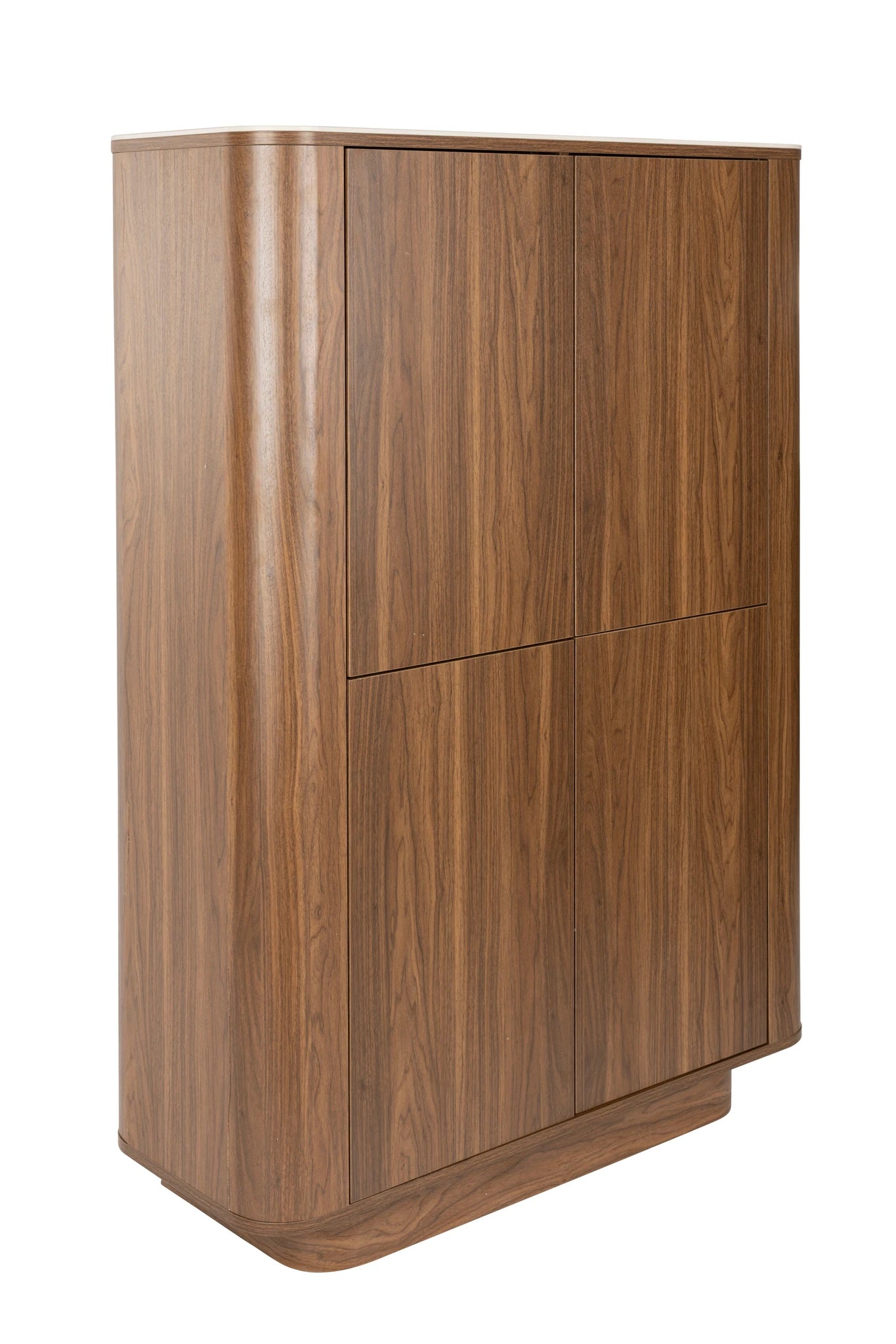 Almira Walnut Brown Wood & White Marble Cabinet