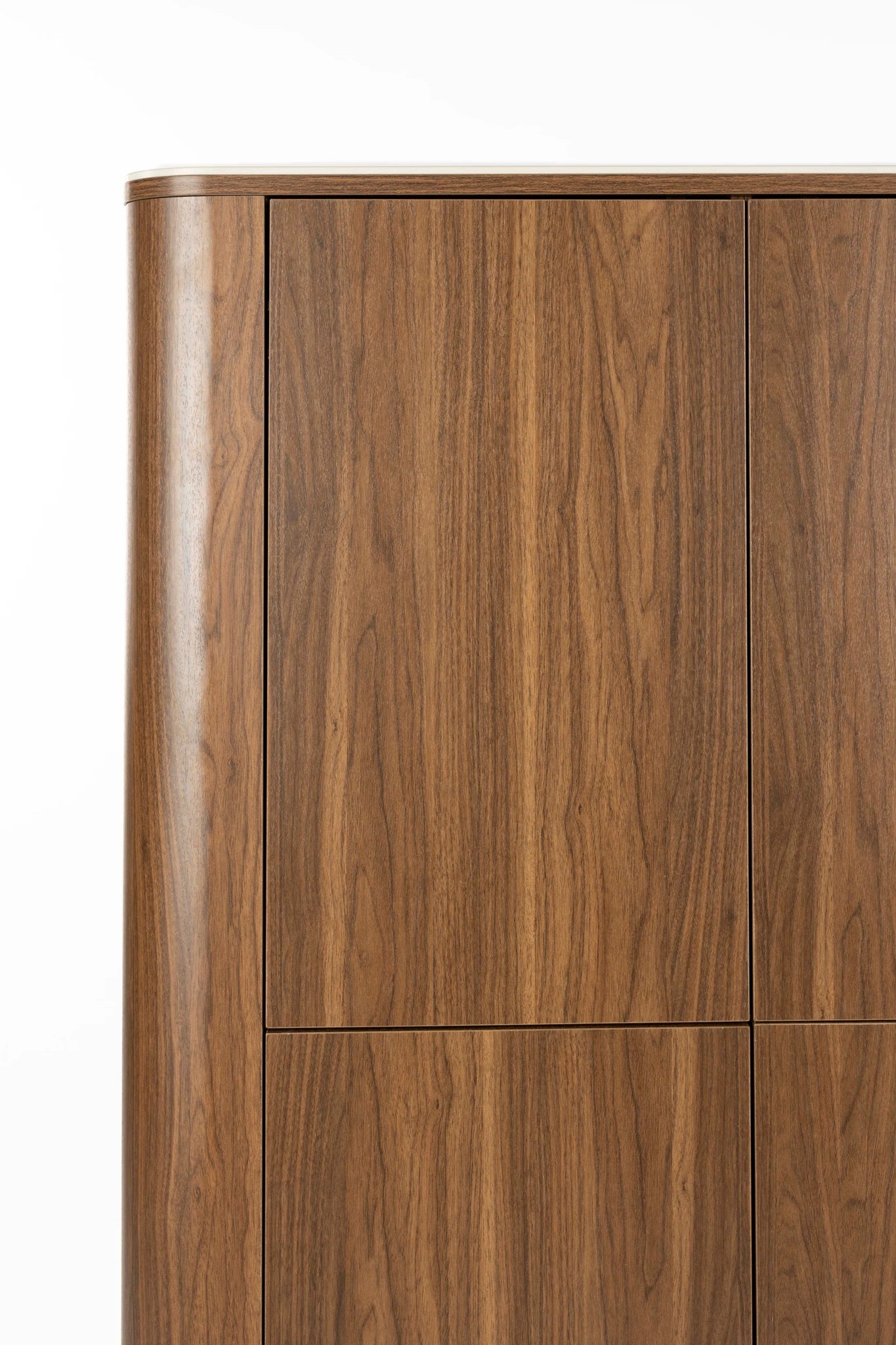 Almira Walnut Brown Wood & White Marble Cabinet