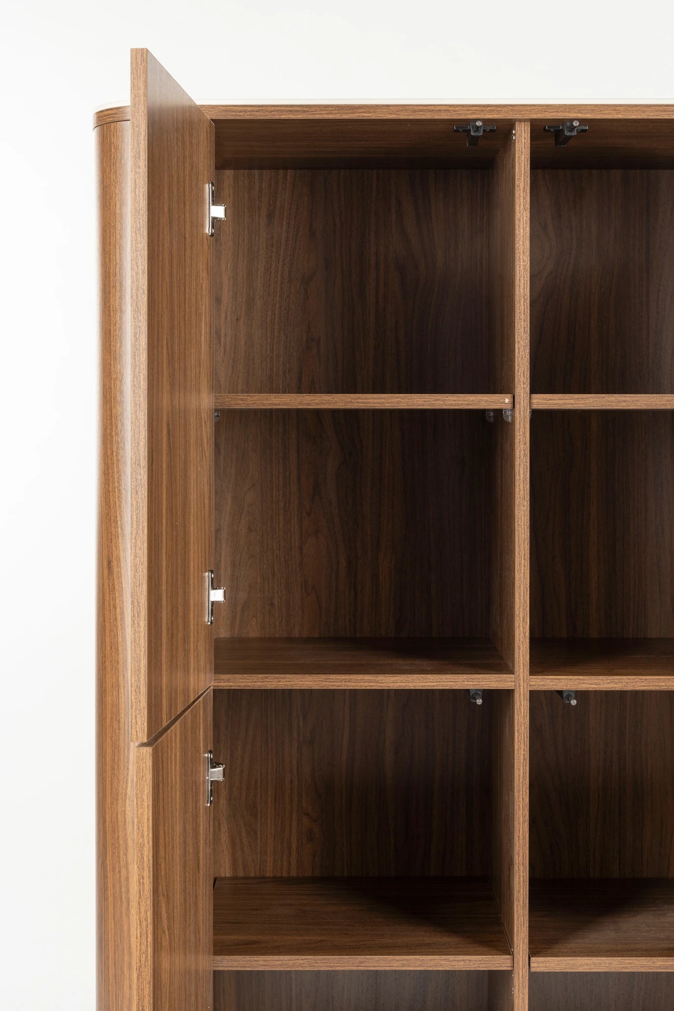 Almira Walnut Brown Wood & White Marble Cabinet