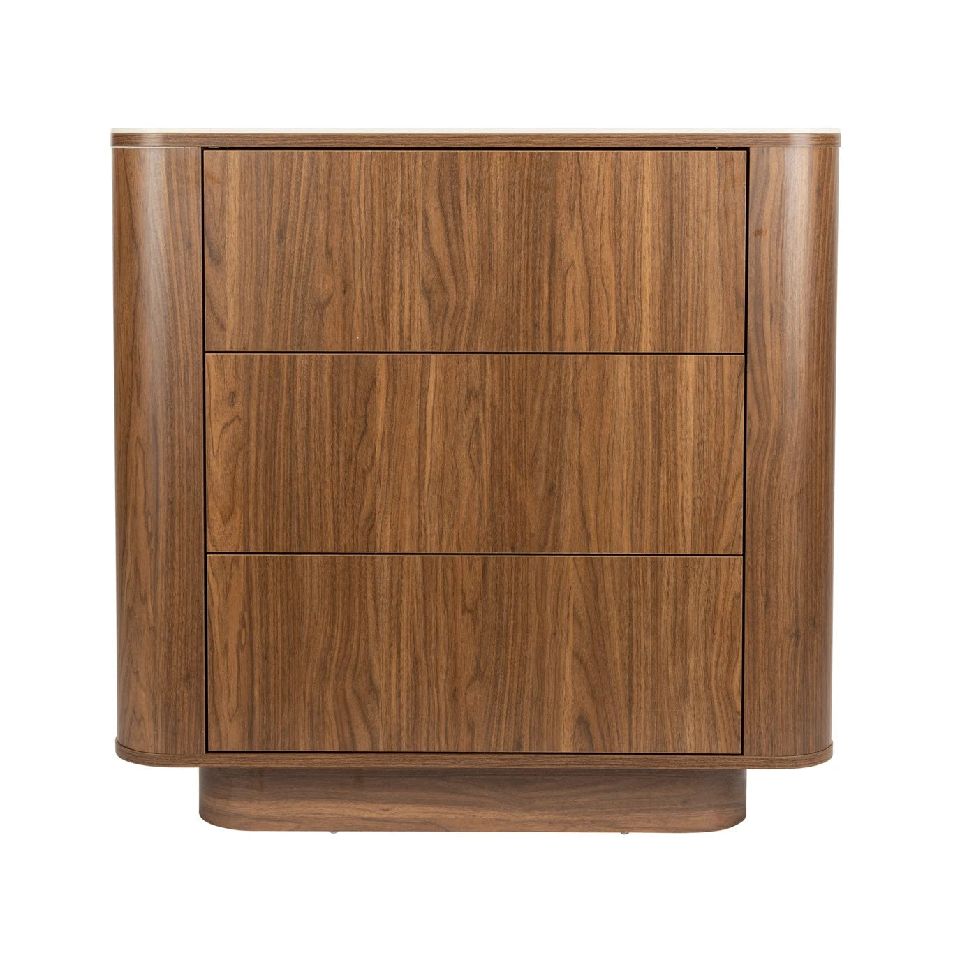 Almira Walnut Brown Wood & White Marble Chest of Drawers