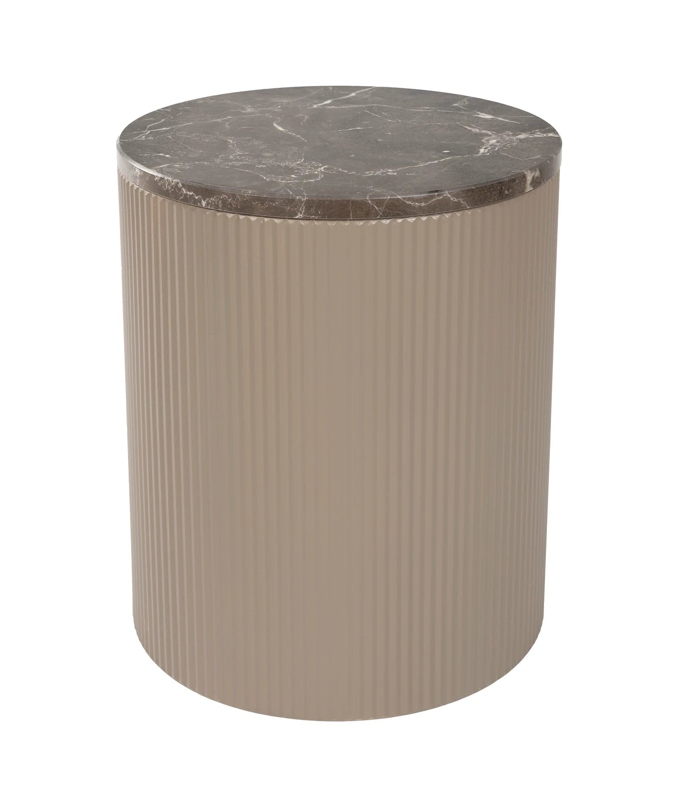 Anna Brown Marble Ribbed Drum Side Table